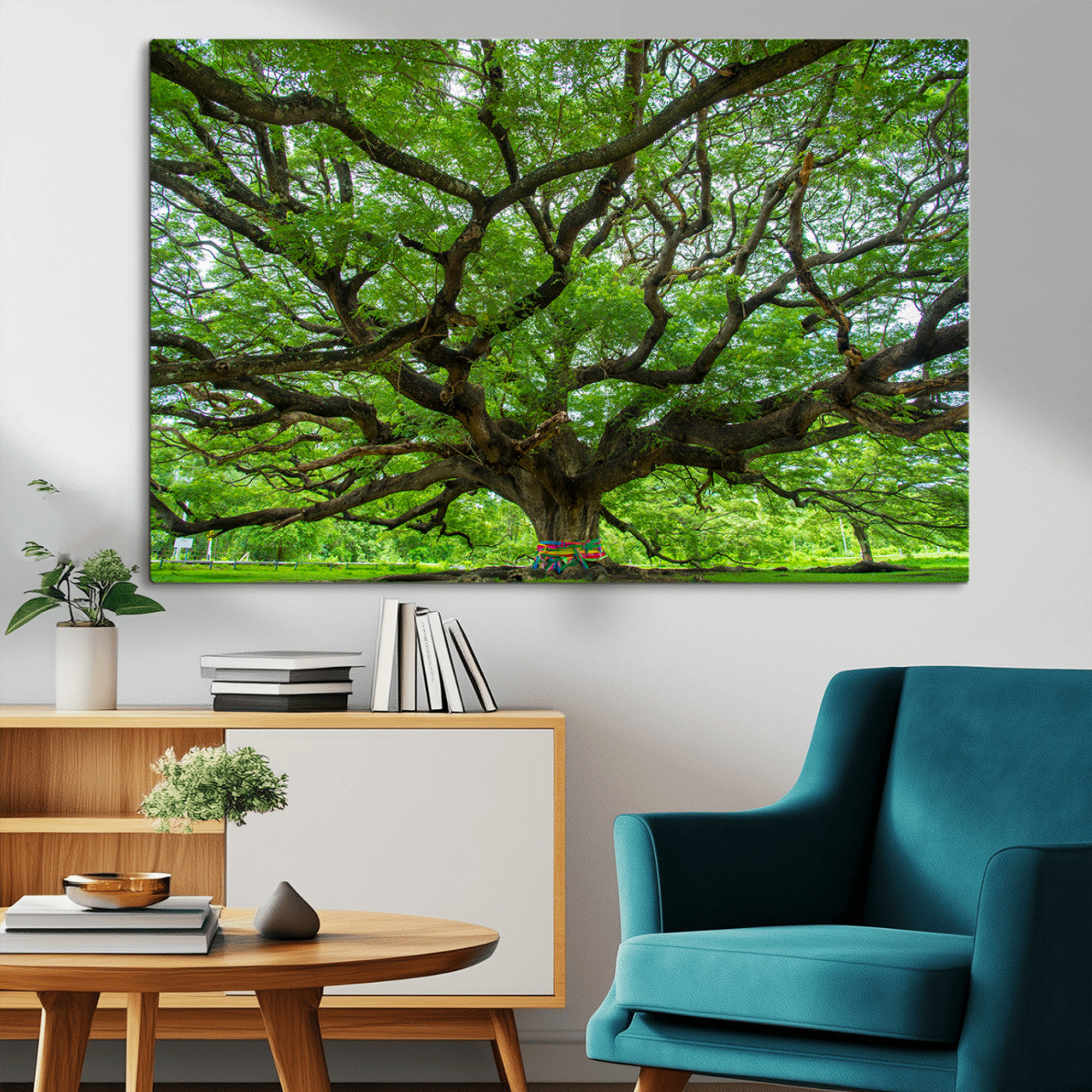 MGV-CV-36X24 - Oak Tree Wall Art Print, Forest Canvas Wall Art for Home and Office, Framed Angel Oak Tree Canvas
