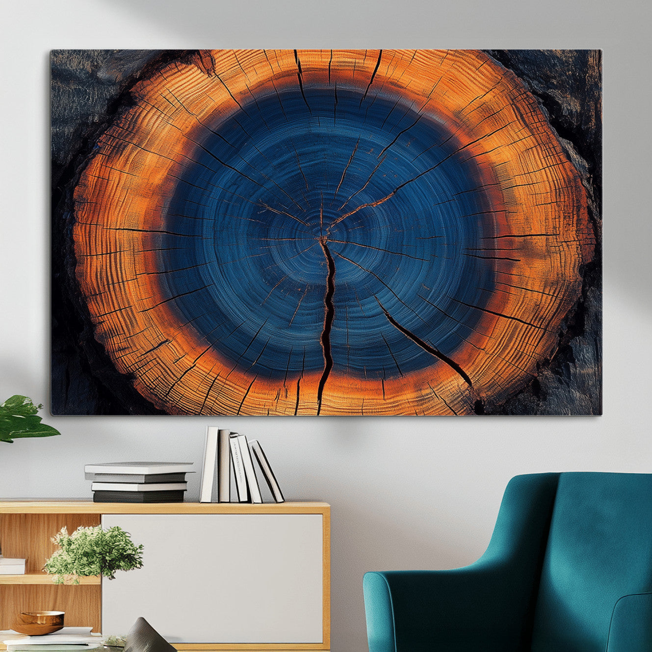 MGV-CV-36X24 - Abstract Tree Ring Wall Art Print, Natural Rustic Wood Texture Canvas Print, Framed Tree Ring Printing, Wood Tree Stump Artwork Canvas Print