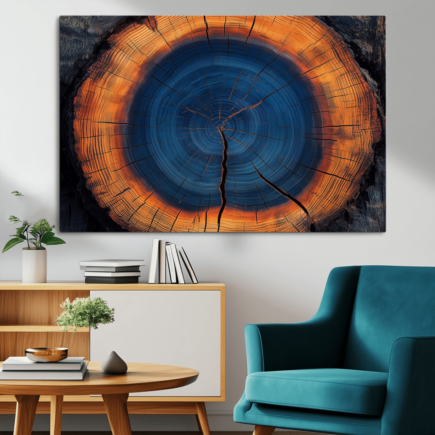 MGV-CV-36X24 - Abstract Tree Ring Wall Art Print, Natural Rustic Wood Texture Canvas Print, Framed Tree Ring Printing, Wood Tree Stump Artwork Canvas Print