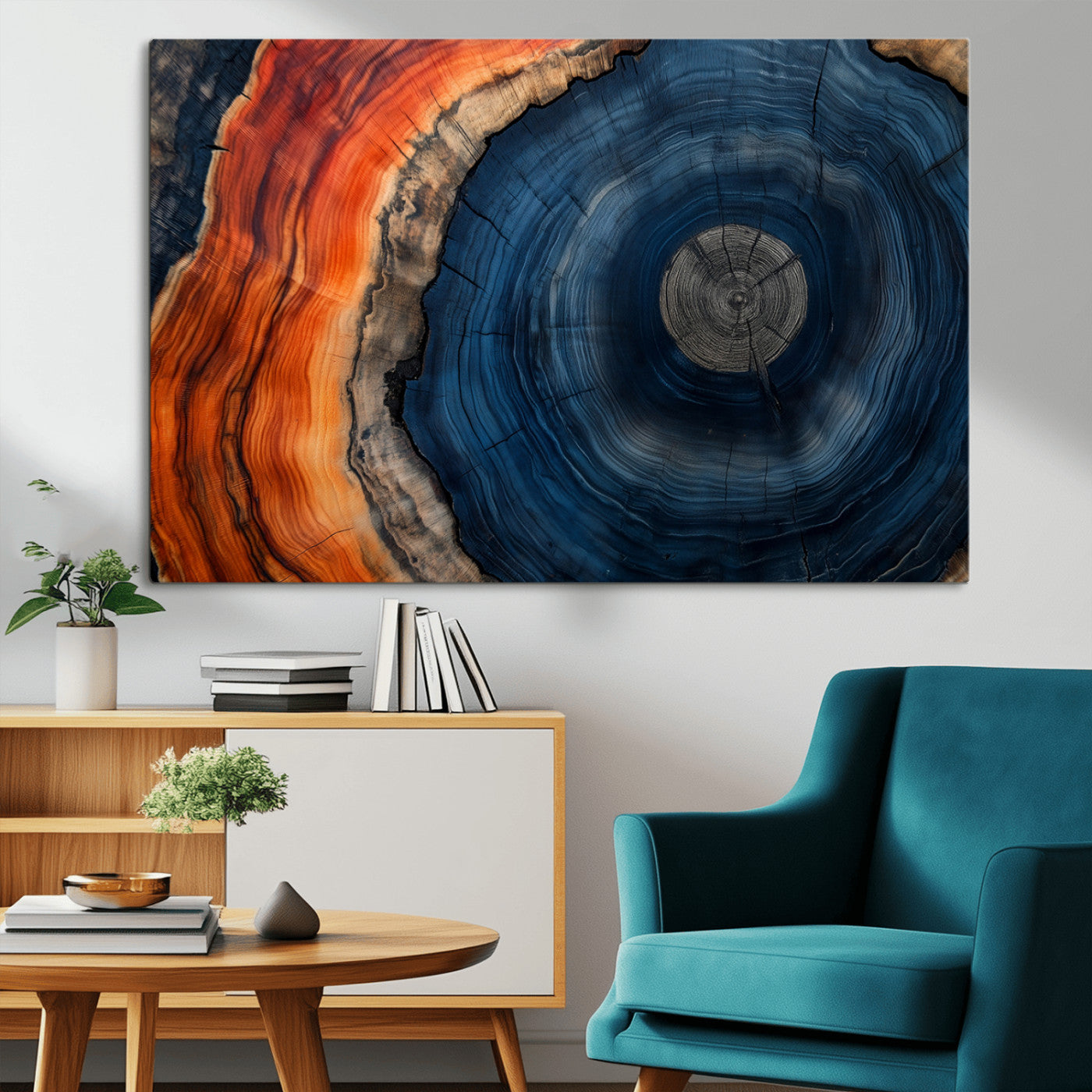 MGV-CV-36X24 - Tree Rings Wall Art Canvas Print, Rustic Wood Print, Framed Natural Texture Art Print, Wood Grain