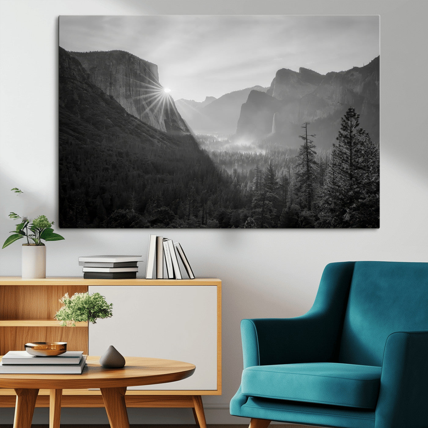 MGV-CV-36X24 - Yosemite Valley Wall Art Canvas Print, Framed El Capitan Sunrise Art Picture Print, Misty Mountain Perfect Modern Rustic Decor Artwork