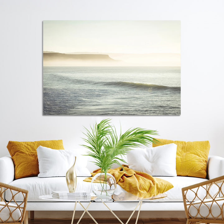 Coastal Cliffs Wall Art Canvas Print, Framed Misty Ocean Art Picture Print, Soft Morning Perfect Minimalistic Decor, Framed Misty Ocean Canvas
