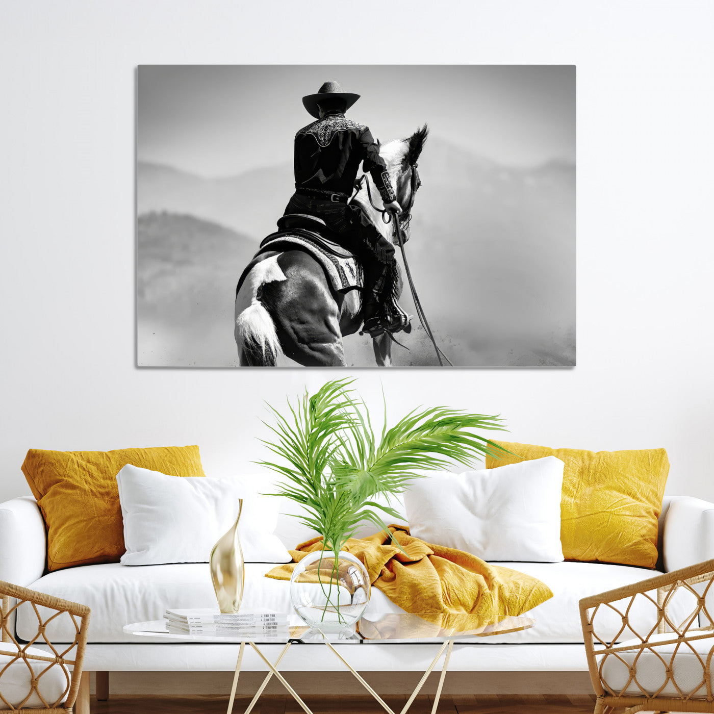 83102464-MGV-CV-36X24-Western Wall Art Canvas Print, Framed Cowboy Art Picture Print, Horse Perfect Western Decor, Framed Cowboy Wall Art Canvas Print