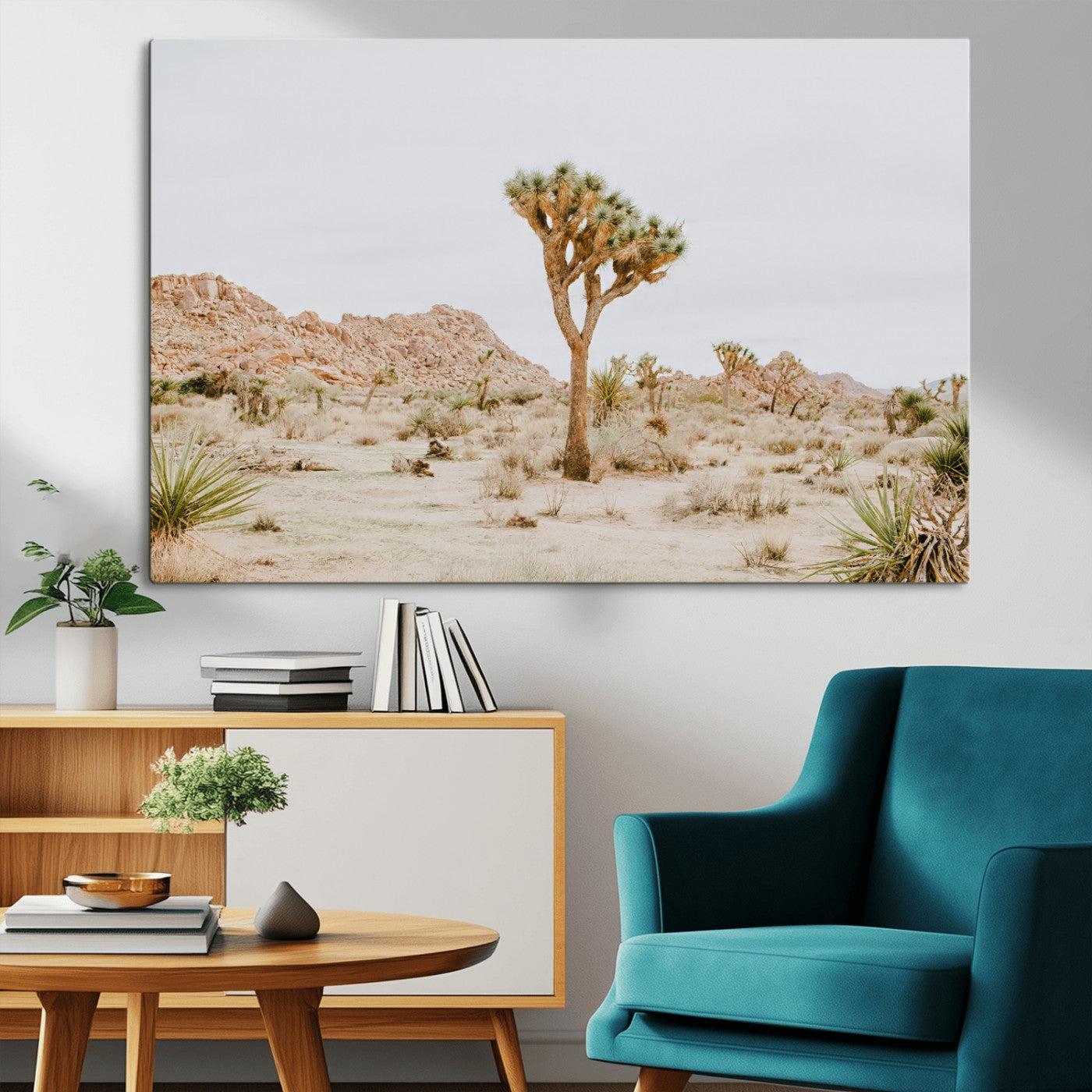 MGV-CV-36X24 - Joshua Tree Wall Art Canvas Print, Framed Neutral Desert Art Picture Print, Earthy Landscape Perfect Neutral Boho Decor Artwork