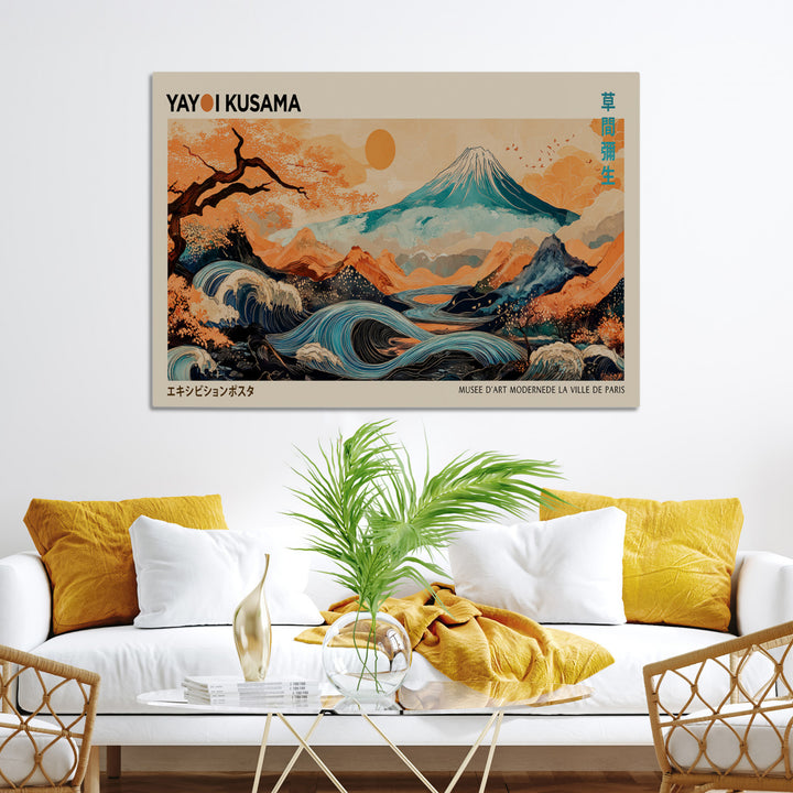 Modern Japanese Wall Art Print Yayoi Kusama Canvas Wall Art Abstract Mount Fuji Canvas Print Japanese Landscape Art Printing