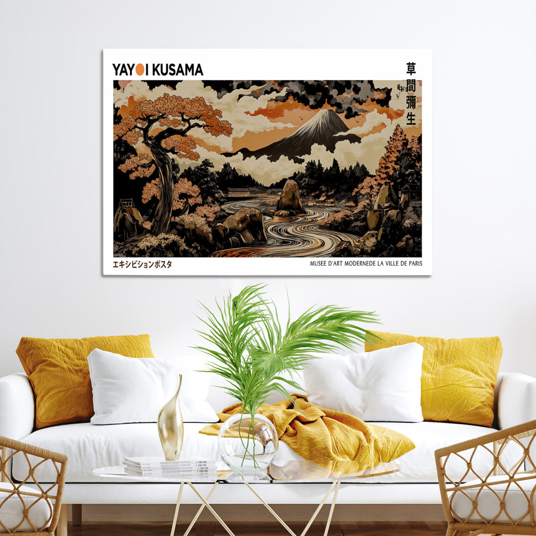 Modern Japanese Wall Art Print Yayoi Kusama Canvas Wall Art Abstract Mount Fuji Canvas Print Japanese Landscape Art Printing