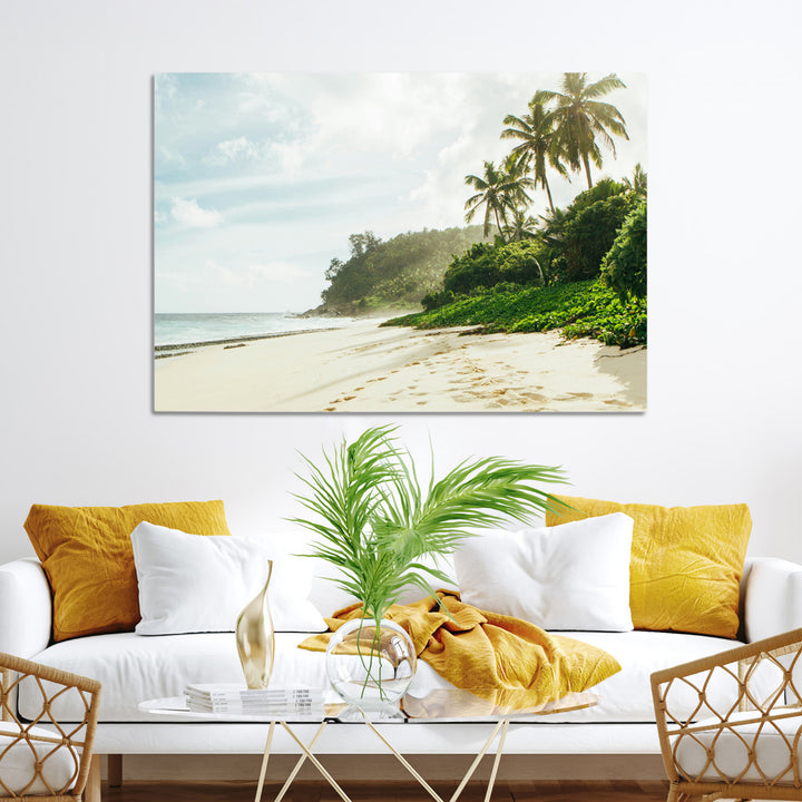 Relaxing Beach Wall Art Canvas Print, Framed Ocean View Art Picture Print, Coastal Serenity Perfect Tropical Coastal Decor Artwork