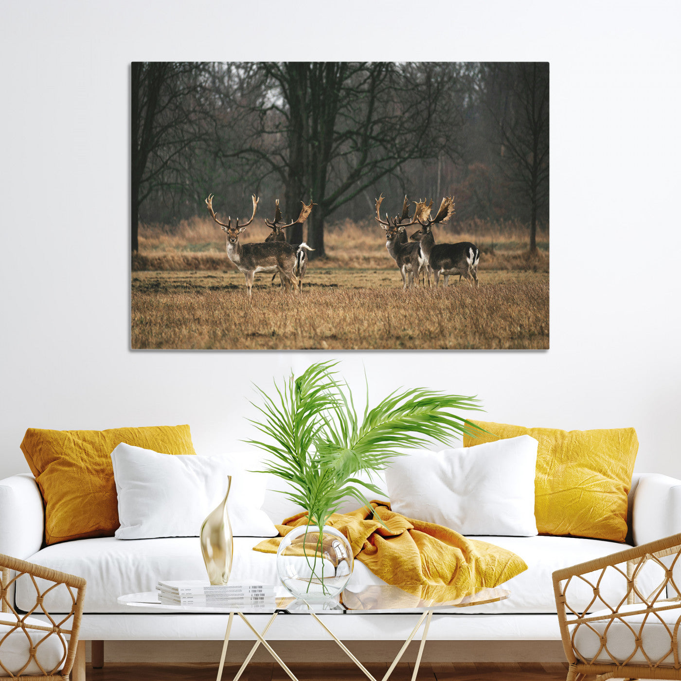 Deer Photography Wall Art Canvas Print, Framed Rustic Wildlife Art Picture, Rustic Deer Wall Art Print
