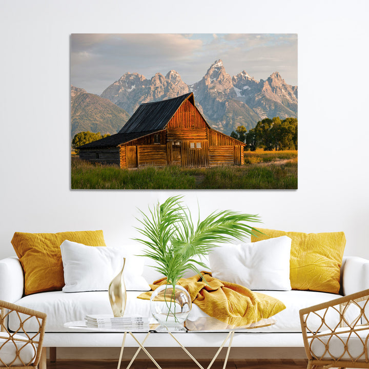 Rustic Barn Wall Art Canvas Print, Framed Western Landscape Art Picture Print, Farmhouse Style Perfect Rustic Farmhouse Decor Artwork