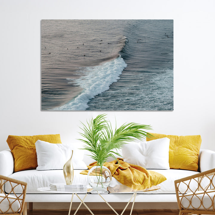 Ocean Waves Wall Art Canvas Print, Framed Coastal Serenity Art Picture Print, Surf Perfect Coastal Decor Artwork