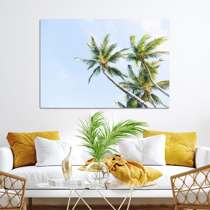 Palm Trees Wall Art Canvas Print, Framed Tropical Art Picture Print, Coastal Perfect Tropical Decor Artwork