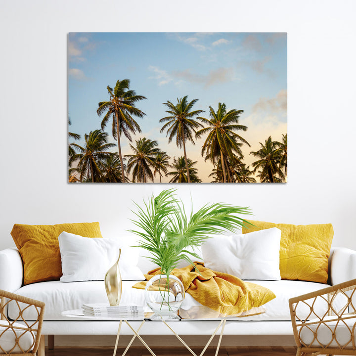 Palms Wall Art Canvas Print, Framed Tropical Art Picture Print, Coastal Perfect Coastal Decor Artwork