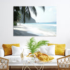 Tropical Beach Wall Art Canvas Print, Framed Serene Ocean Art Picture Print, Palm Tree Shadows Perfect Tropical Coastal Decor Artwork