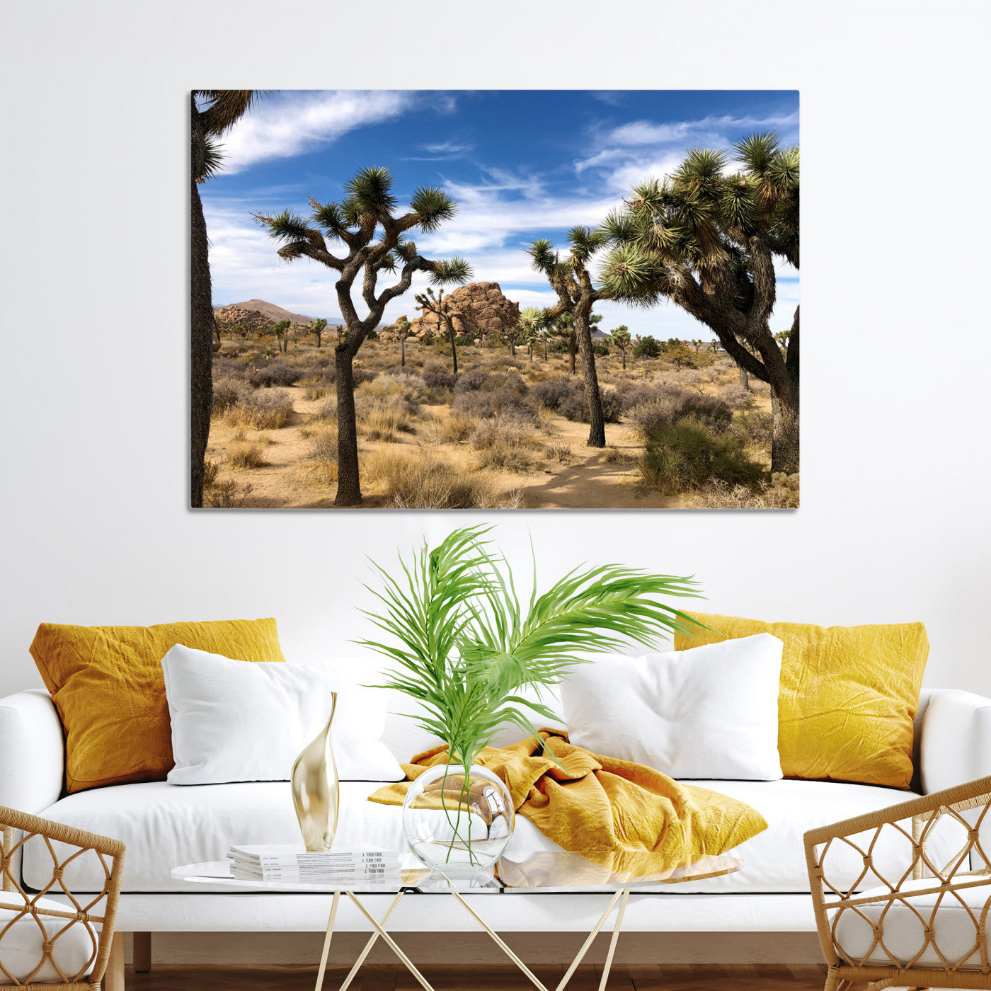 Joshua Tree Desert Wall Art Canvas Print, Framed Southwestern Nature Art Picture Print, Rustic Earth Tones Perfect Southwestern Boho Decor