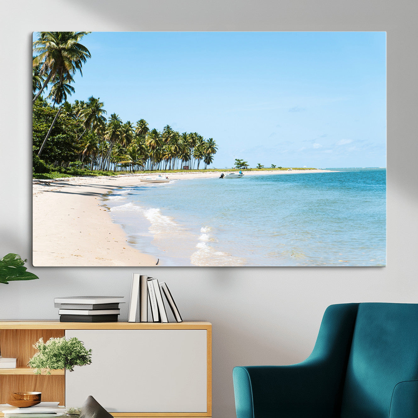 37858872-MGV-CV-36X24 - Palm Tree Paradise Coastal Wall Art – Beach Scene and Ocean Breeze Canvas Print Tranquil Tropical Shore Decor for Living Room, Bedroom or Office