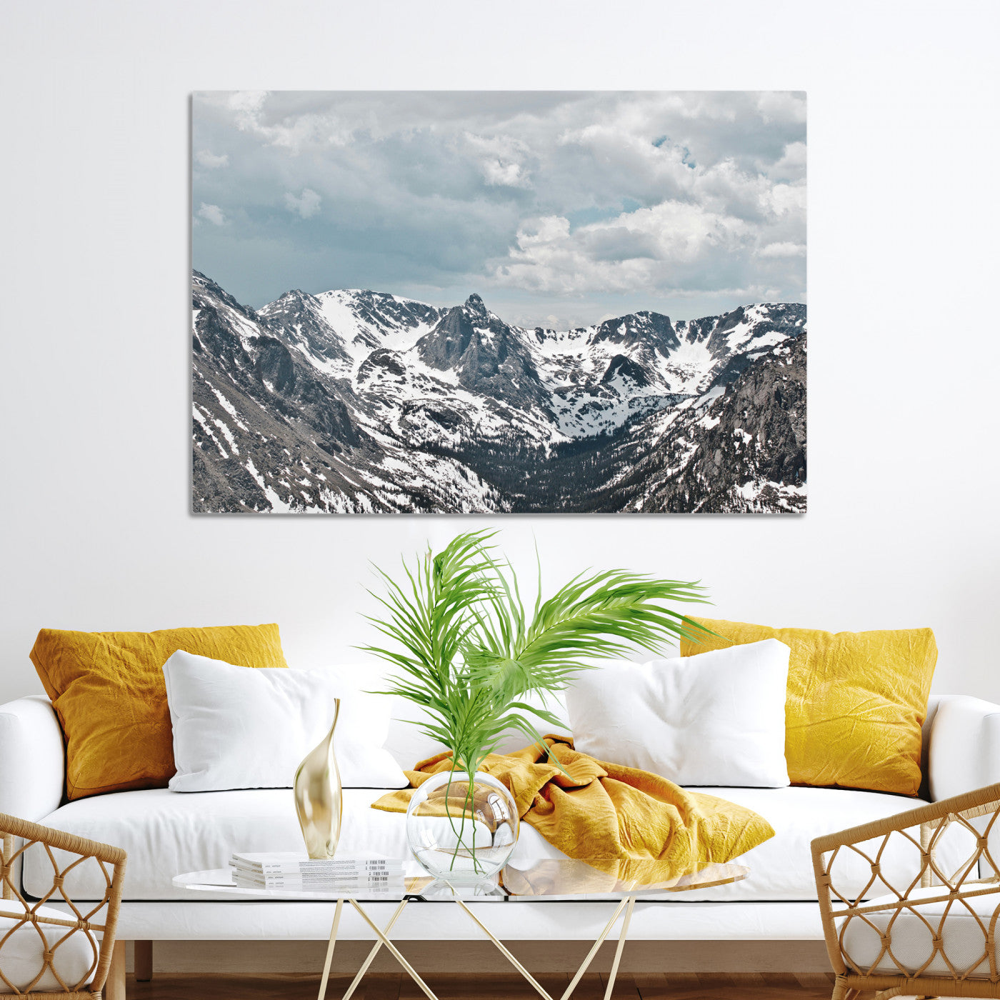Snowy Peaks Wall Art Canvas Print - Framed Alpine Wilderness Art, Alpine Wall Art Canvas, Mountain Escape Perfect Winter Serenity Decor