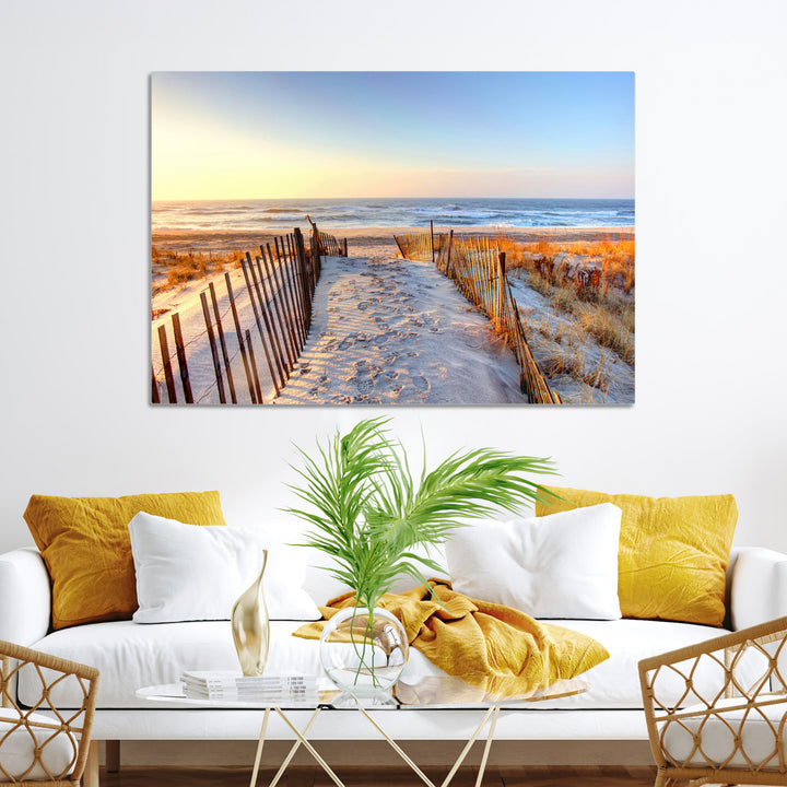 Ocean Sunset Wall Art Wall Art Canvas Print, Framed Nautical Photography Art Picture Print, Summer Beach House Decor Perfect Coastal