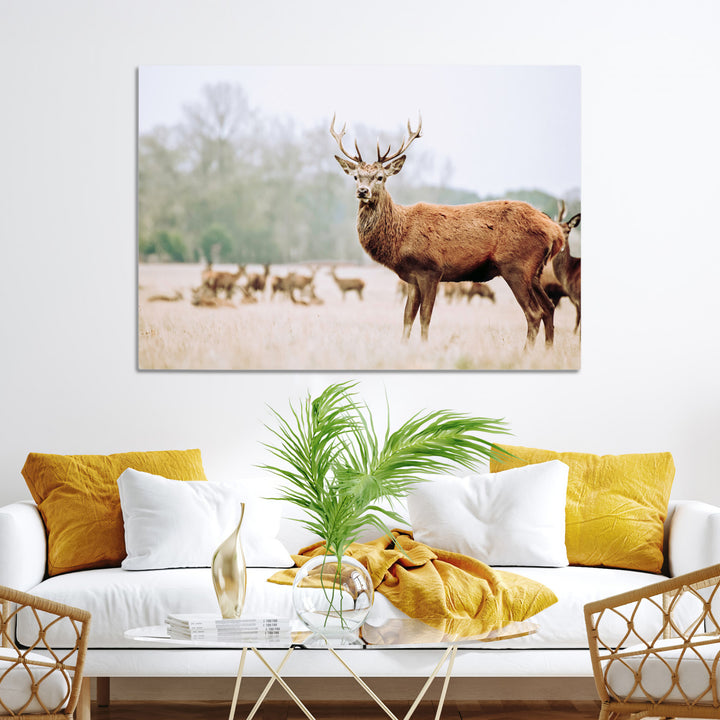 Rustic Nature Print Wall Art Canvas Print, Framed Deer Canvas Wall Art Art Picture Print, Nordic Animal Art Perfect Rustic Nature Decor