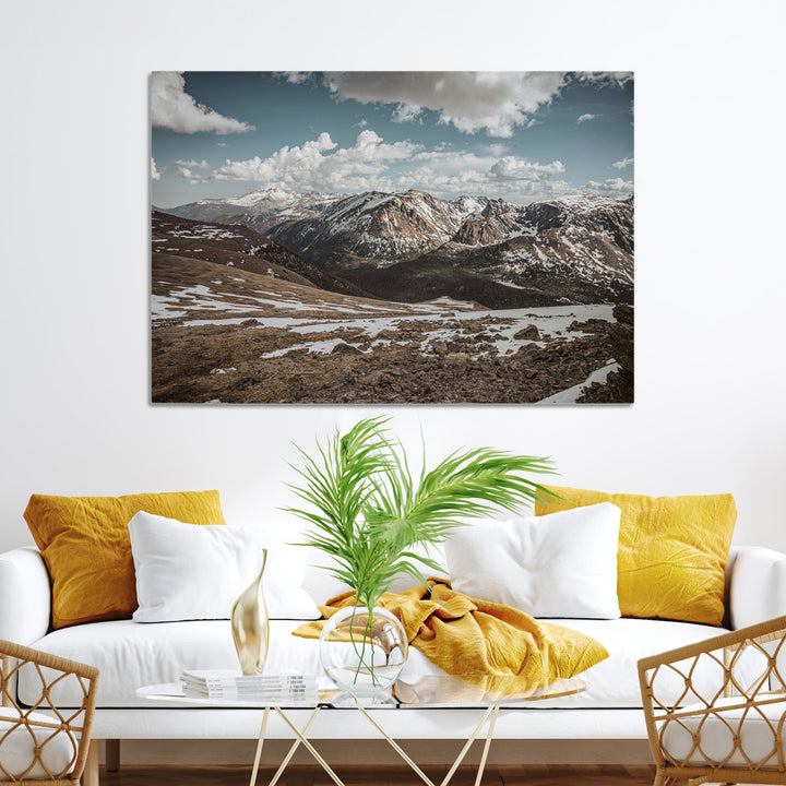 Mountain Landscape Wall Art Canvas Print, Framed Snowy Peaks Art Picture Print, Rugged Highlands Perfect Rustic Adventure Decor Artwork