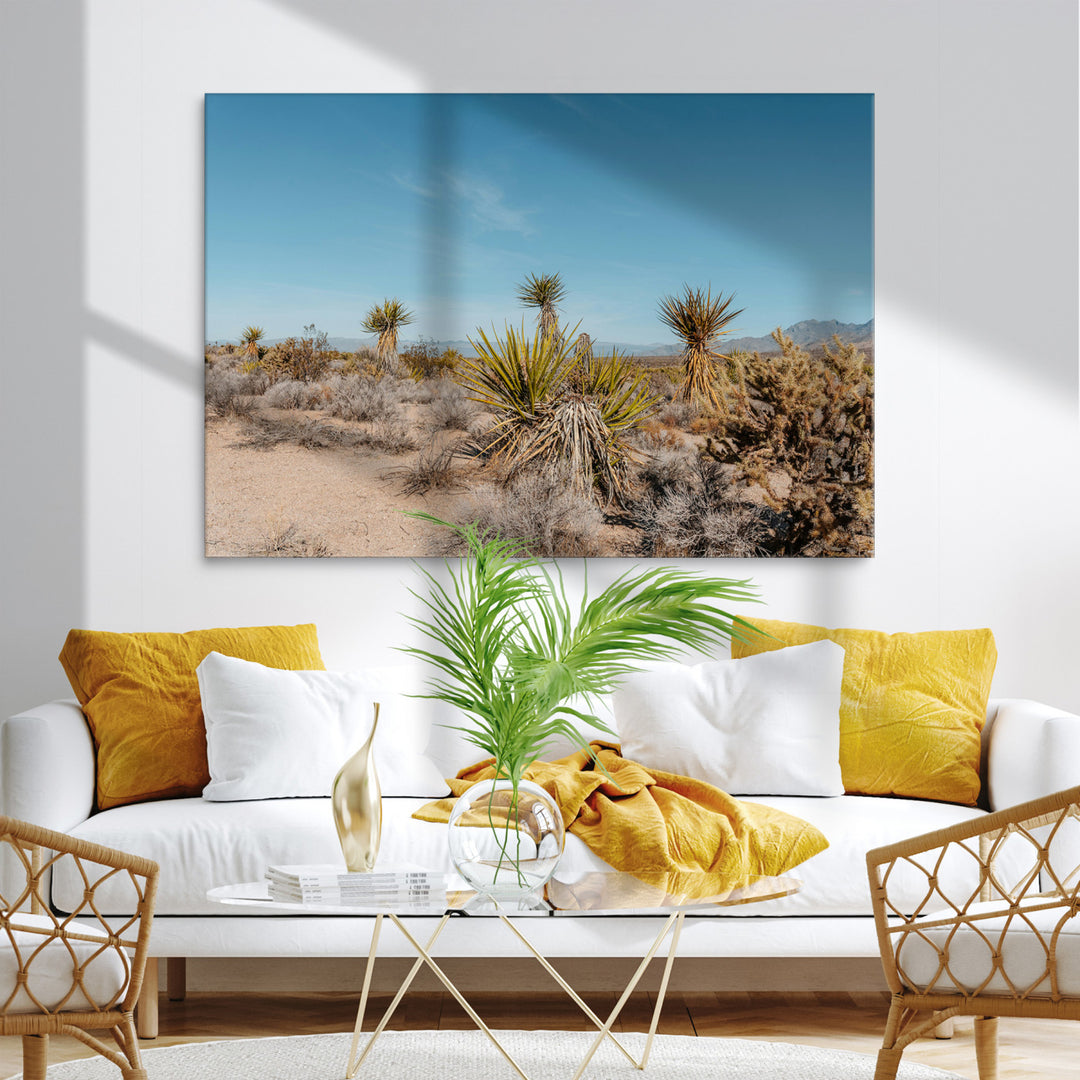 Joshua Tree Wall Art Canvas Print, Desert Landscape Print, Framed Warm Earth Tones Art Print, Large California Southwest Printing
