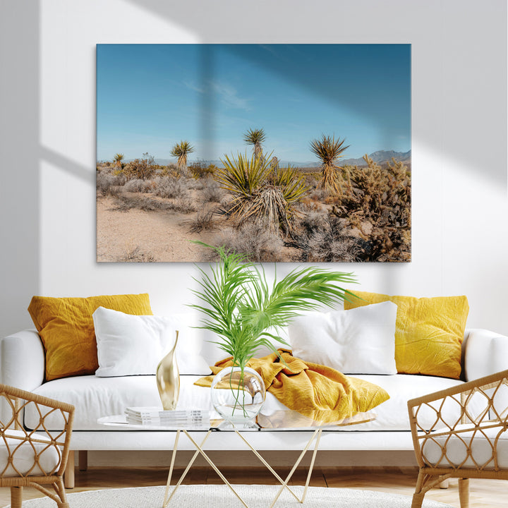 Joshua Tree Wall Art Canvas Print, Desert Landscape Print, Framed Warm Earth Tones Art Print, Large California Southwest Printing