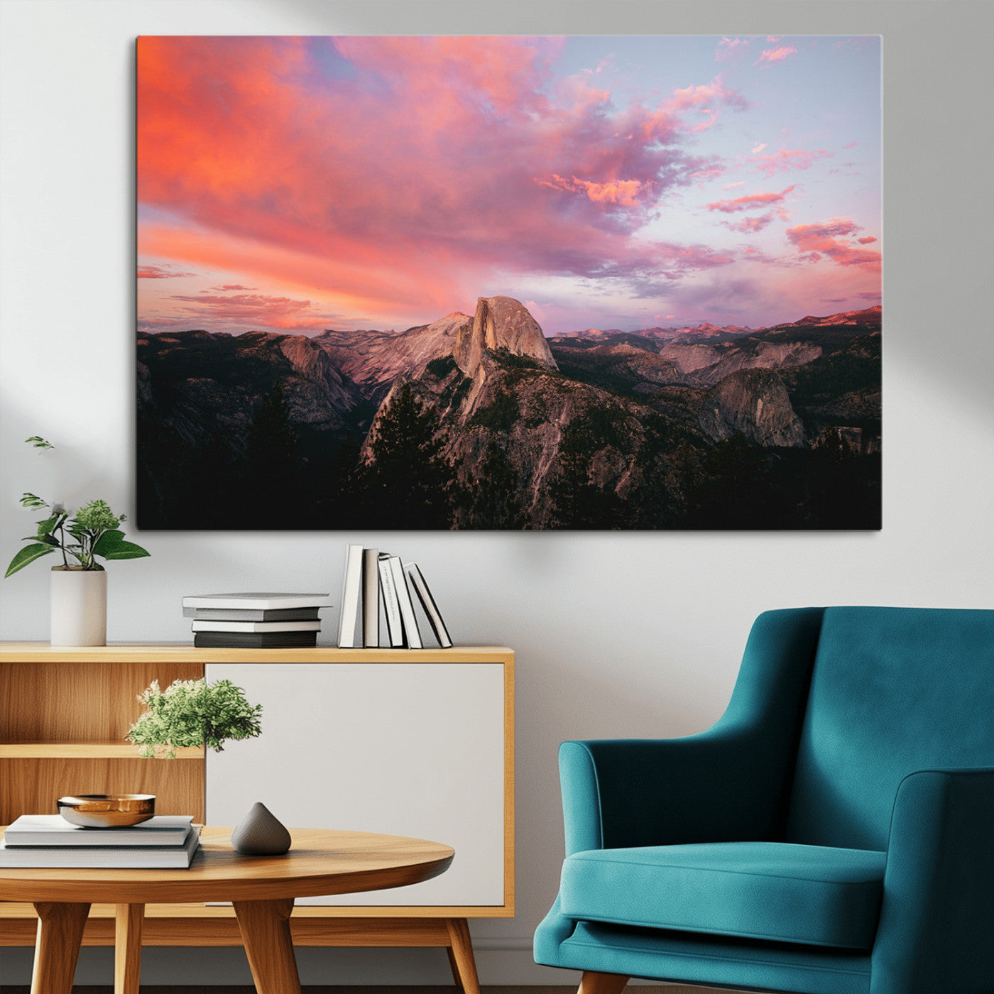 MGV-CV-36X24 - Half Dome Wall Art Canvas Print, Framed Yosemite National Park Art Picture Print, Dramatic Sunset Perfect Adventurous Wilderness Decor Artwork