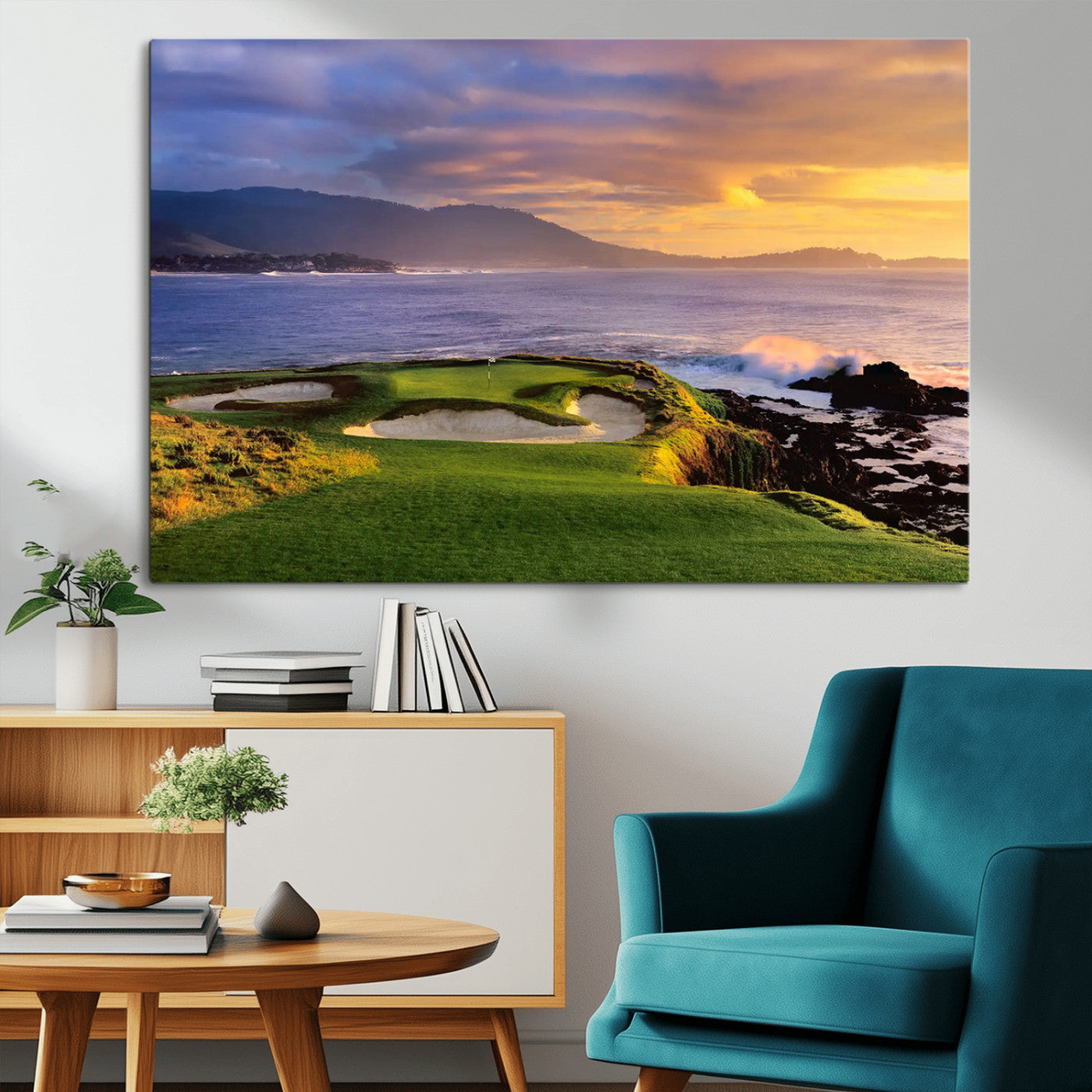 73699248-MGV-CV-36X24-Pebble Beach Golf Links Wall Art Canvas Print – Iconic Coastal Golf Course Artwork, Perfect for Office, Man Cave, or Golf Lover’s Decor