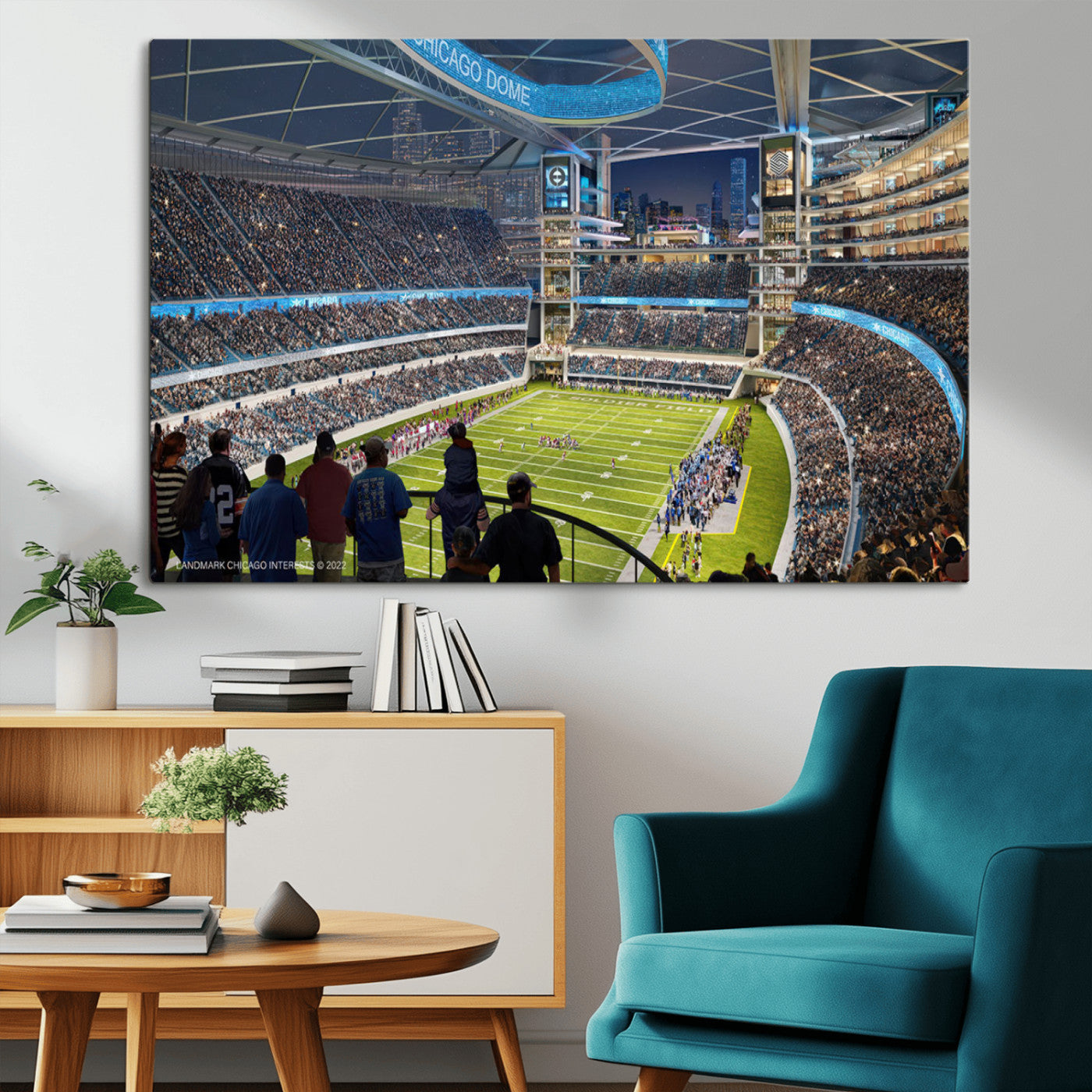 MGV-CV-36X24 - Chicago Bears Soldiers Field Wall Art Canvas Print – Framed Football Stadium Artwork for Sports