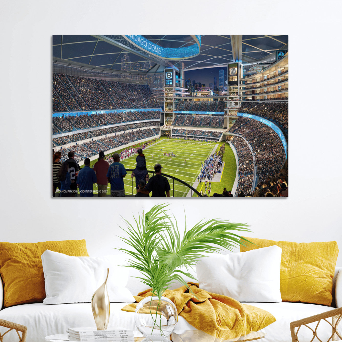 41816511-MGV-CV-36X24-Chicago Bears Soldiers Field Wall Art Canvas Print – Framed Football Stadium Artwork for Sports Fans, Soldier Field Skyline Canvas Decor for Game Room or Man Cave