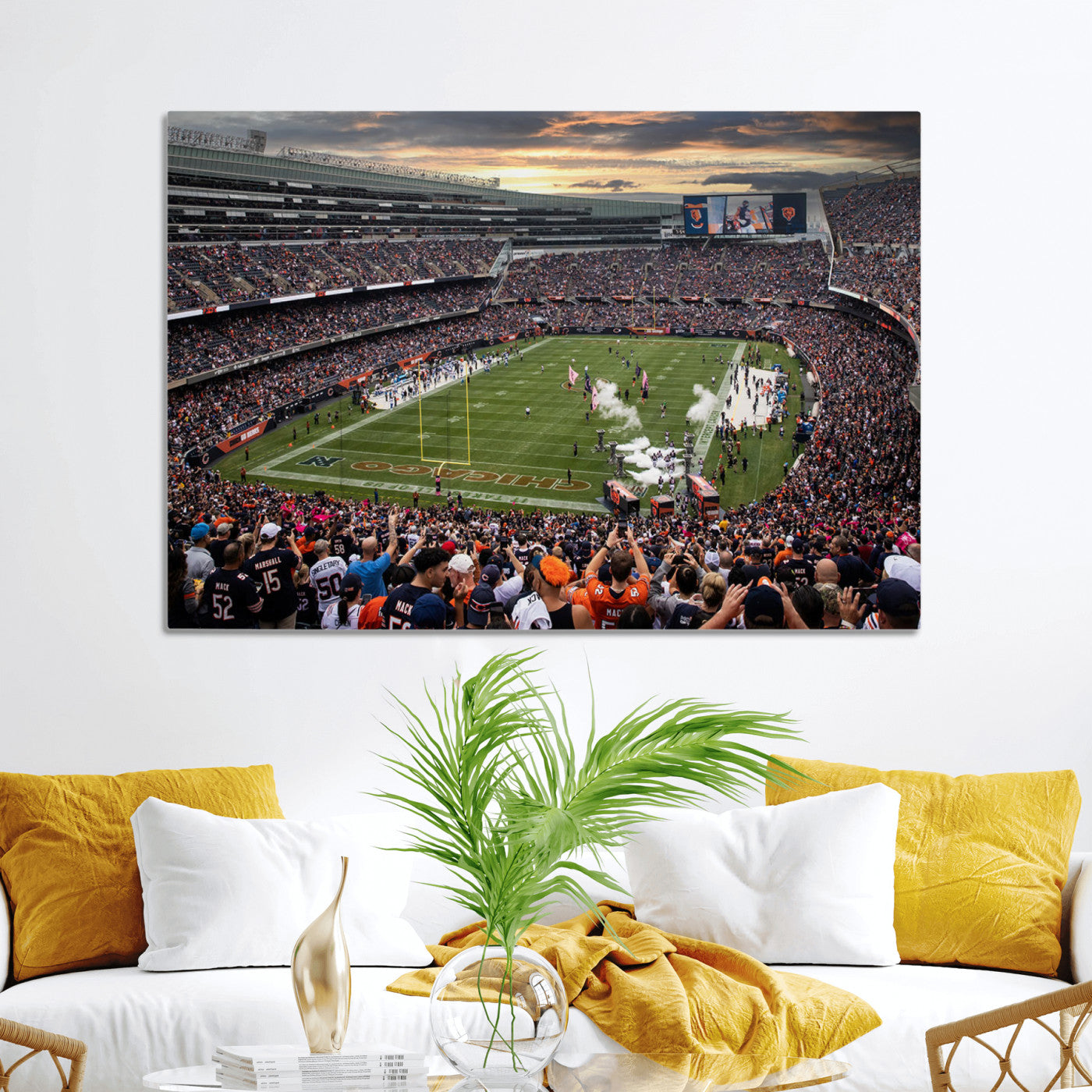 87578930-MGV-CV-36X24-Chicago Bears Soldiers Field Wall Art Canvas Print – Framed Football Stadium Artwork for Sports Fans, Soldier Field Skyline Canvas Decor for Game Room or Man Cave