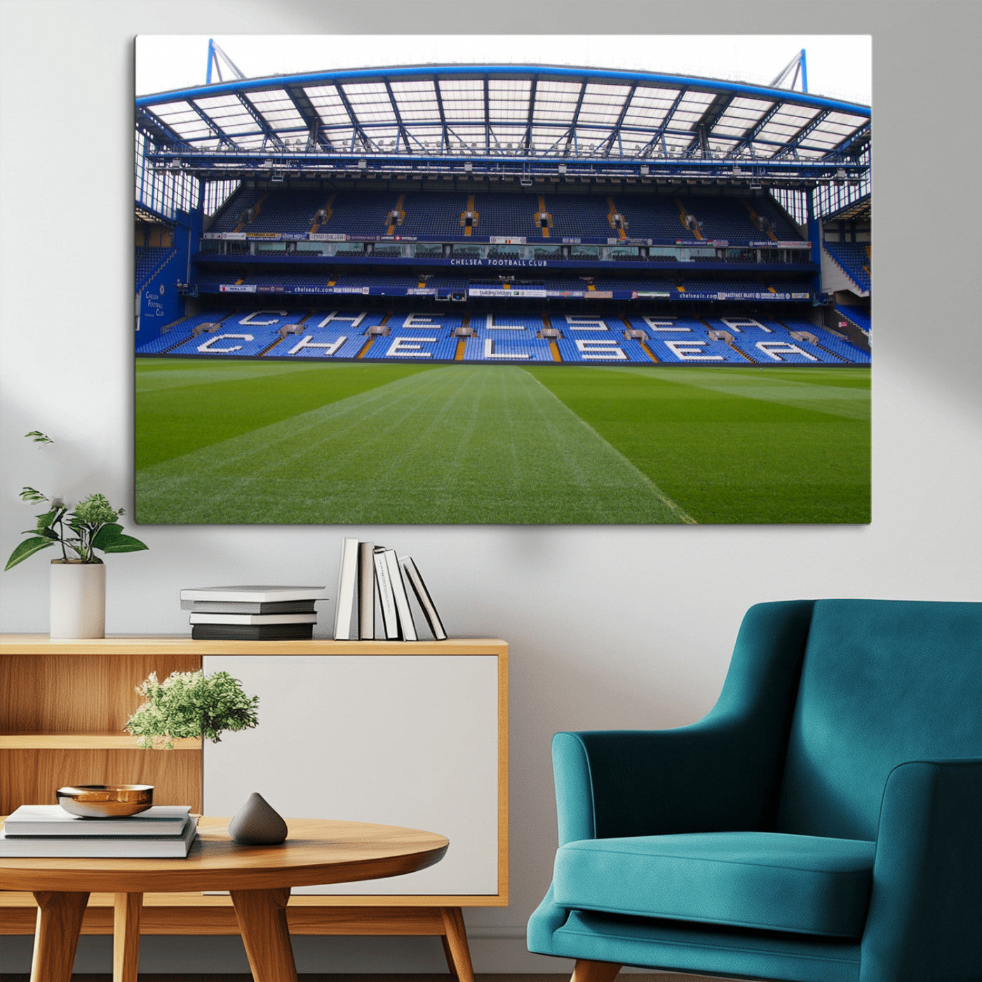 38616413CHELSA-MGV-CV-36X24-Stamford Bridge Chelsea Football Stadium Canvas Wall Art Print – Immersive Stadium Experience for Soccer Fans – Ready to Hang