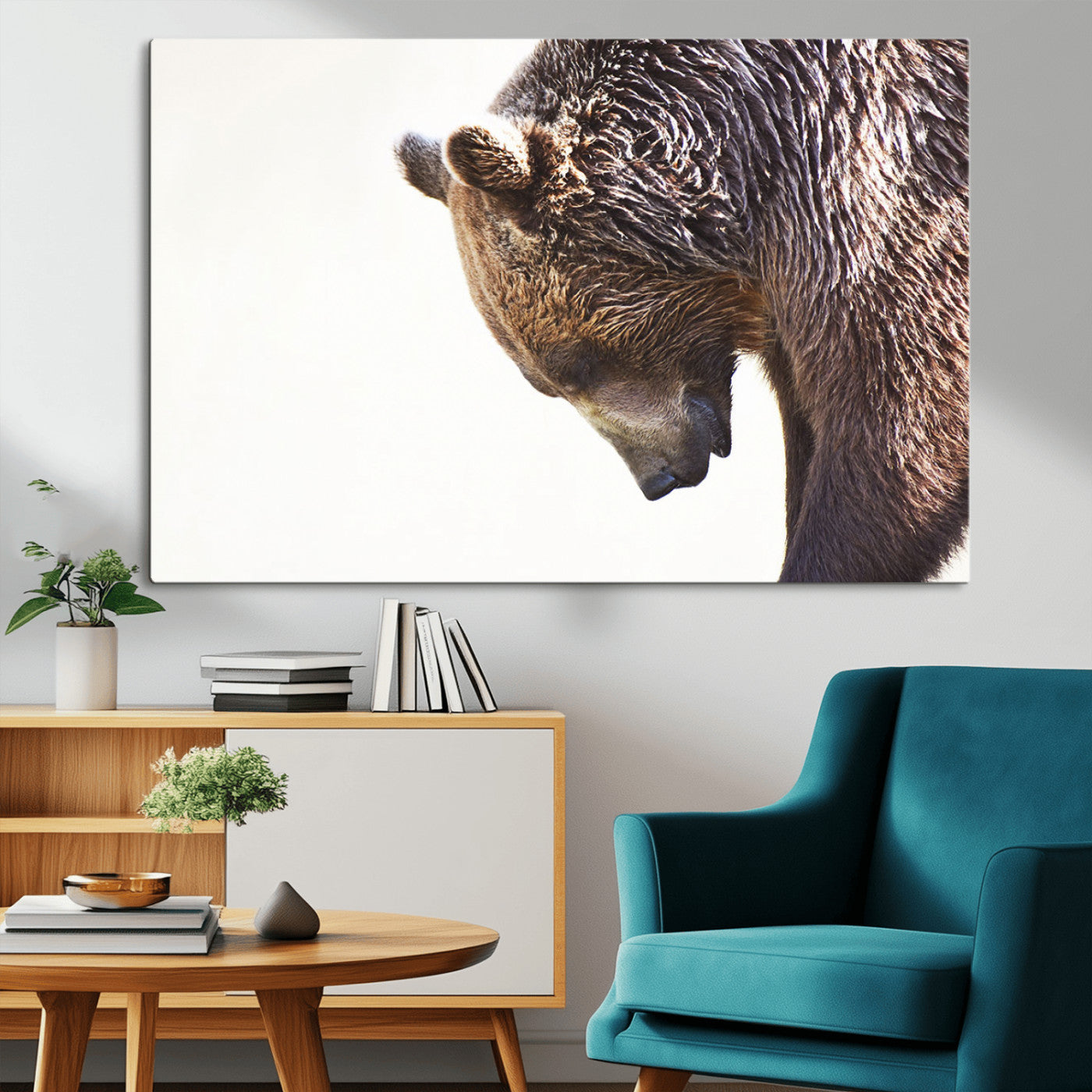 Majestic Bear Portrait - Capture the raw beauty of a bear in a detailed close-up, perfect for your Wall Art Canvas Print collection
