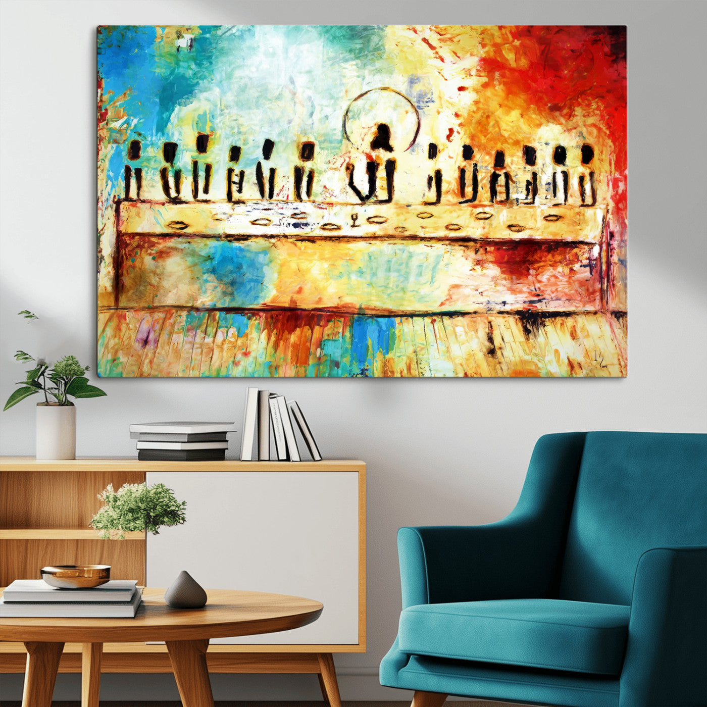 Abstract Last Supper with Apostles Wall Art Canvas Print