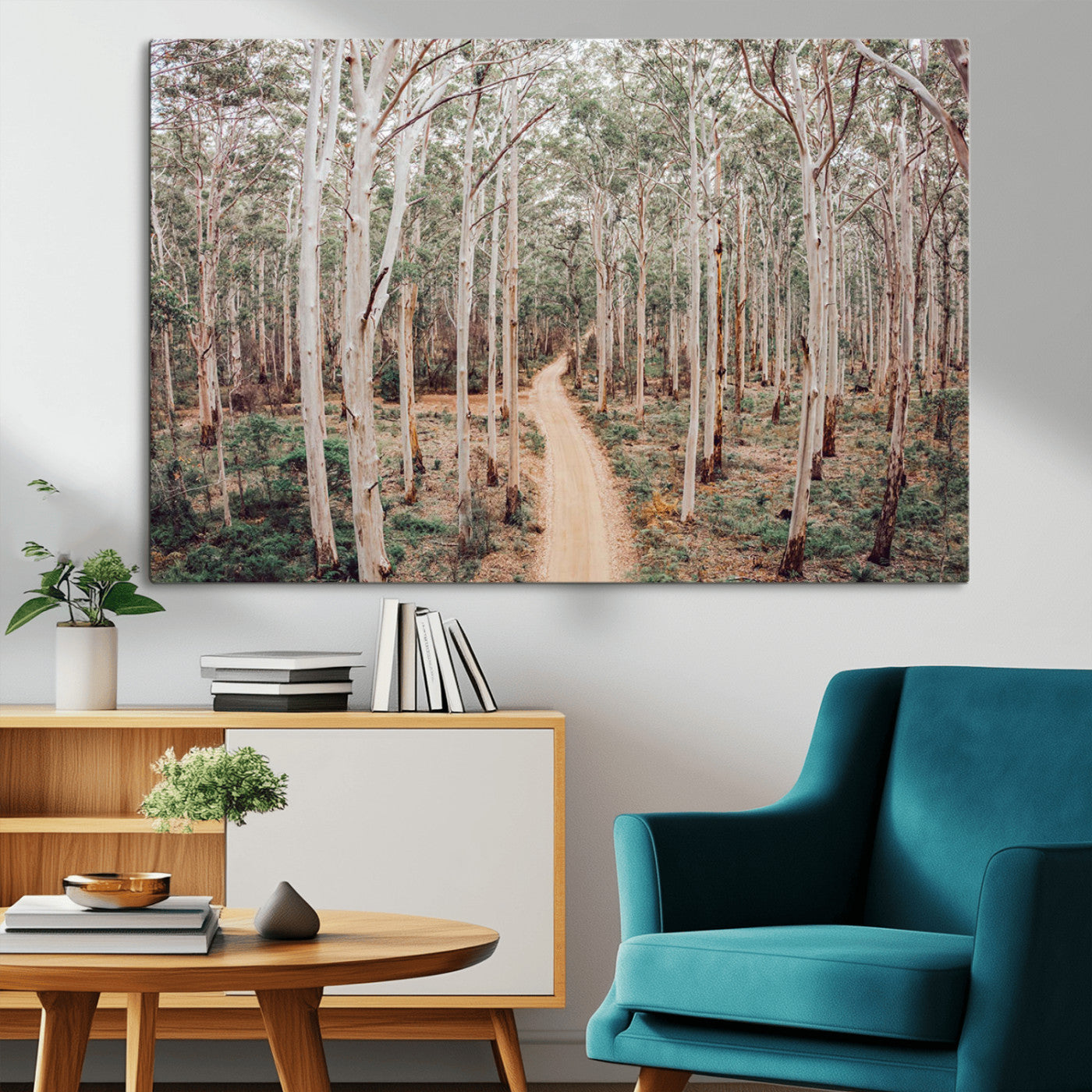 24760563-MGV-CV-36X24-Forest Dirt Road Canvas Wall Art Print, Scenic Woodland Pathway, Tall Trees Nature Canvas for Living Room or Office 1 Panel Wrapped Canvas