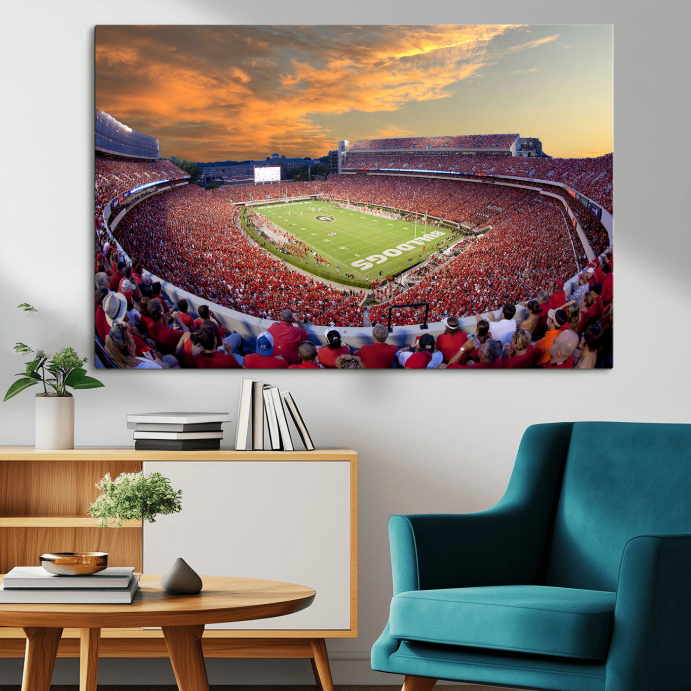 73680988-MGV-CV-36X24-Dooley Stadium Wall Art Print, Sports Arena Canvas Wall Art, Dooley Field at Sanford Stadium Canvas Print, Modern Athletic Field Art Printing