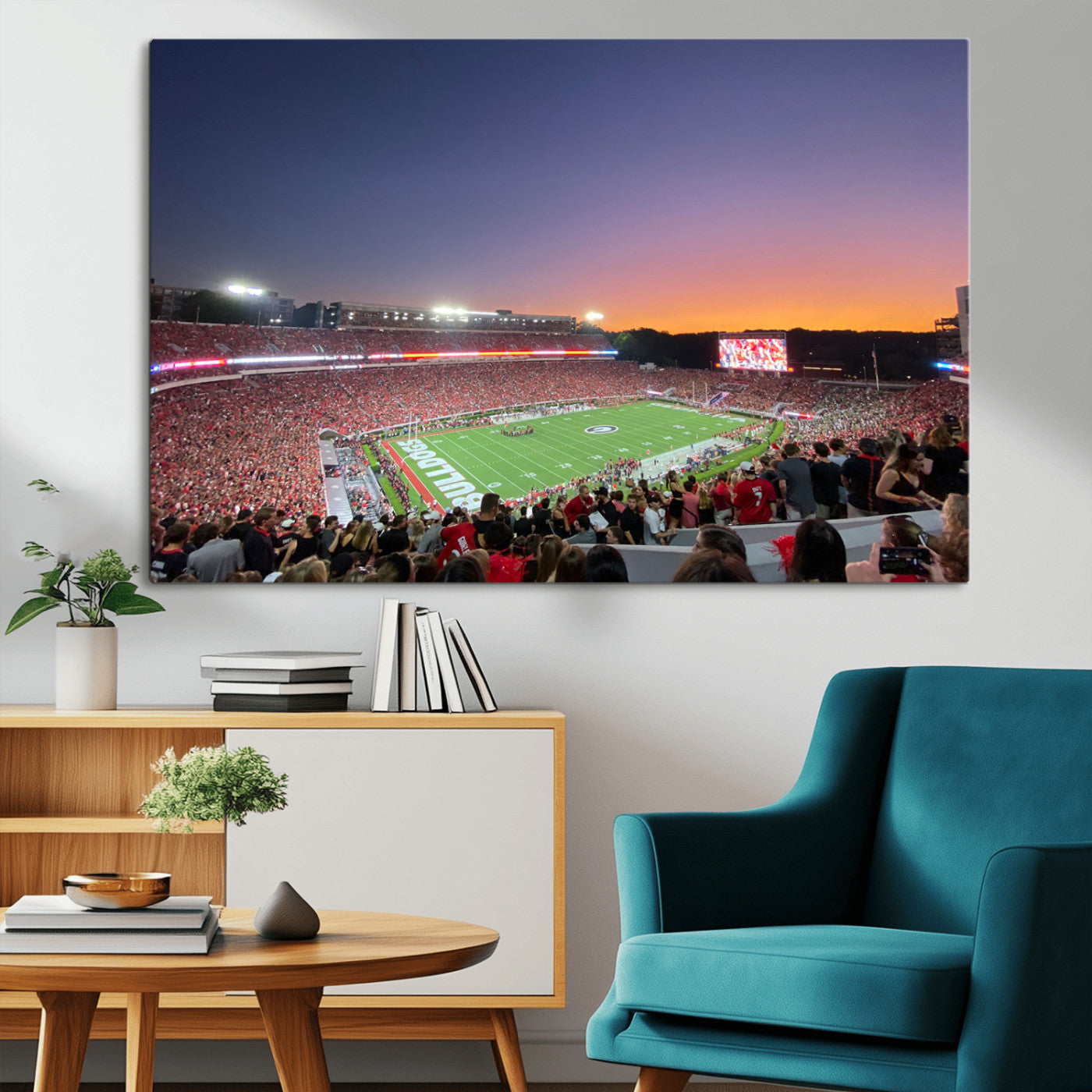 25139565-MGV-CV-36X24-Dooley Stadium Wall Art Print, Sports Arena Canvas Wall Art, Dooley Field at Sanford Stadium Canvas Print, Modern Athletic Field Art Printing