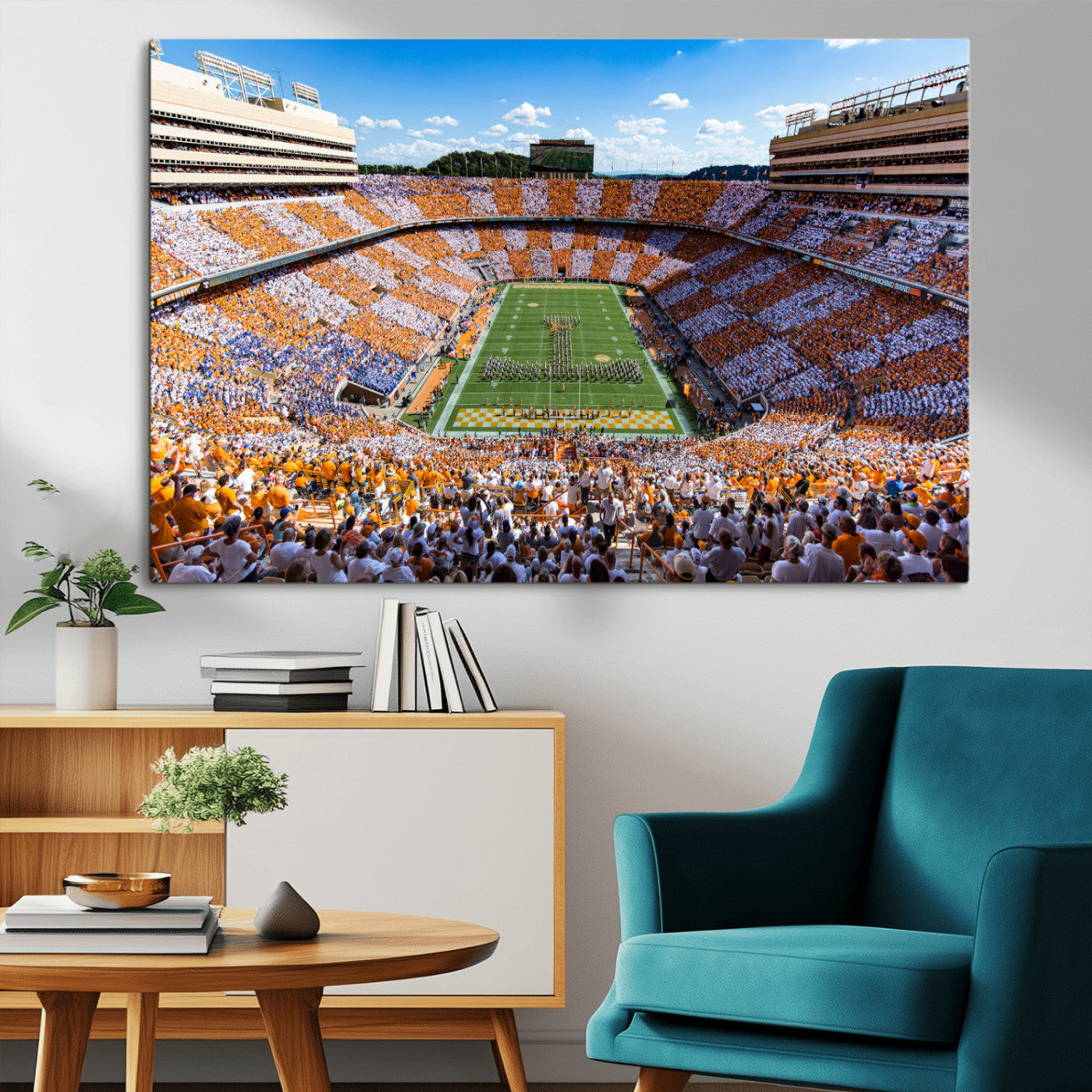 64238859-MGV-CV-36X24-Tennessee Neyland Stadium Wall Art Print, Sports Arena Canvas Wall Art, Panoramic Stadium Canvas Print, Modern Athletic Field Art Printing