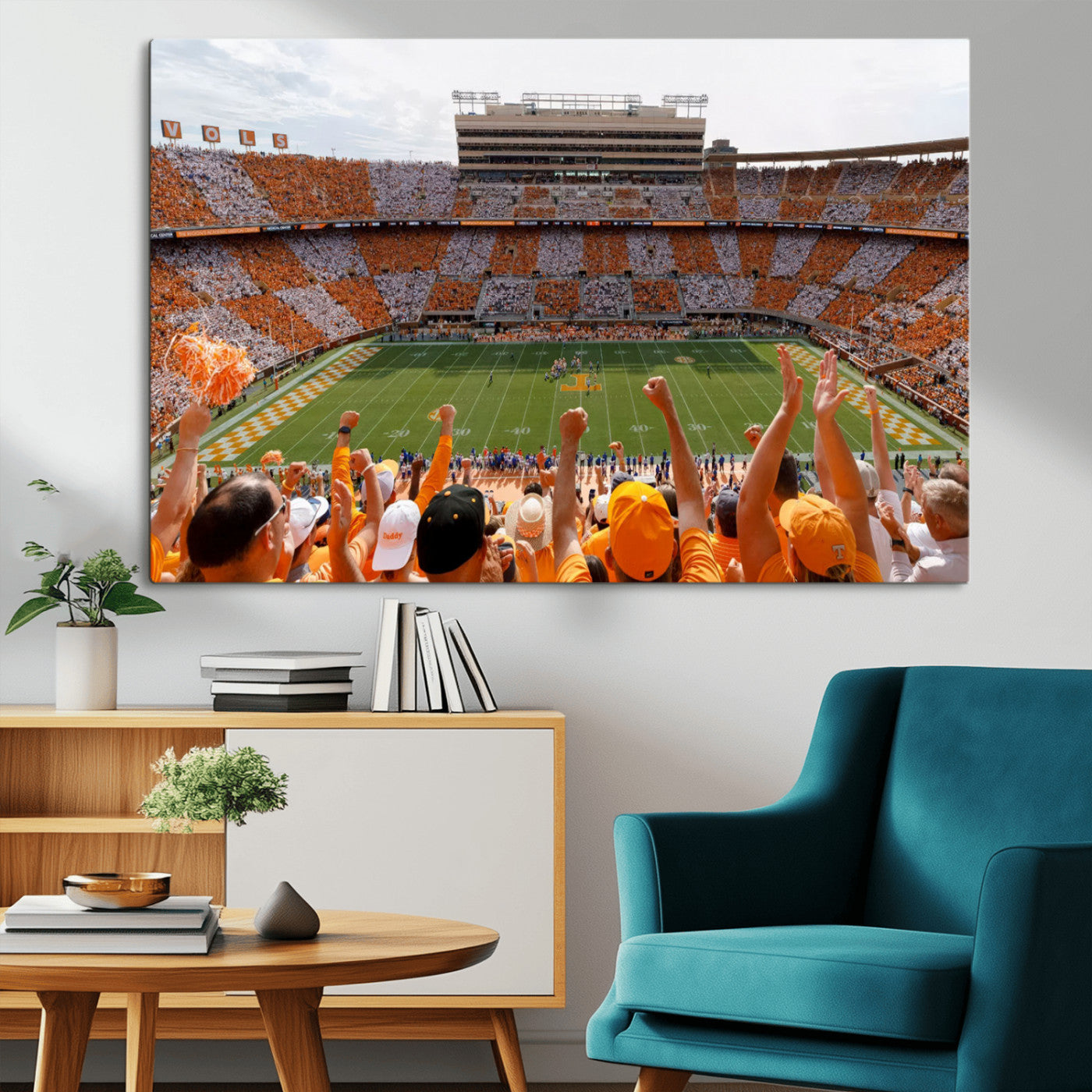 76011417-MGV-CV-36X24-Tennessee Neyland Stadium Wall Art Print, Sports Arena Canvas Wall Art, Panoramic Stadium Canvas Print, Modern Athletic Field Art Printing