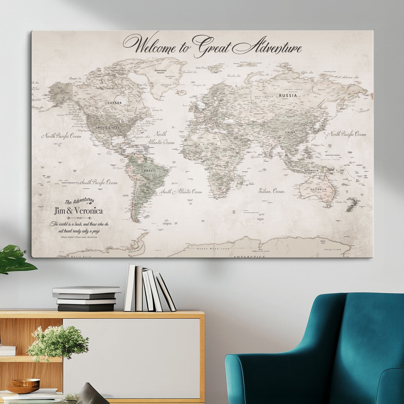 19217574-MGV-CV-36X24 - Personalized Push Pin World Map Wall Art Canvas Print with Pins – Customize  Travel Tracker Map for Home and Office Décor