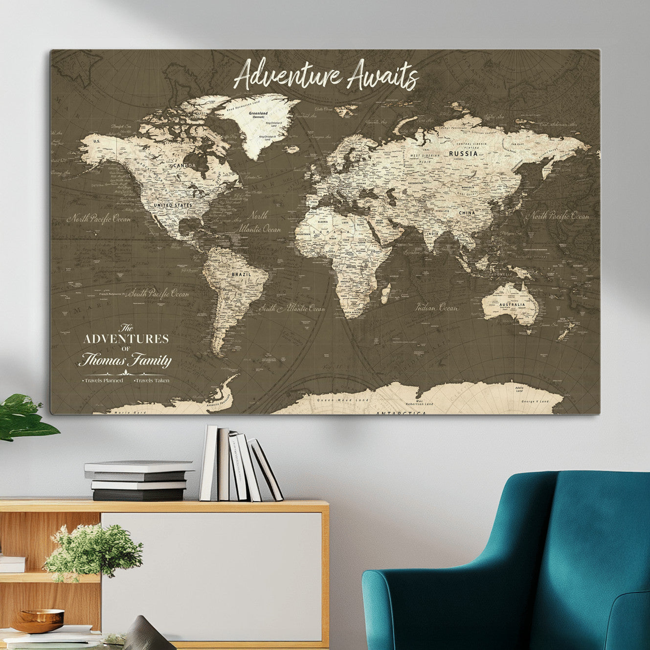 28332566-MGV-CV-36X24 - Personalized Push Pin World Map Wall Art Canvas Print with Pins – Customize  Travel Tracker Map for Home and Office Décor