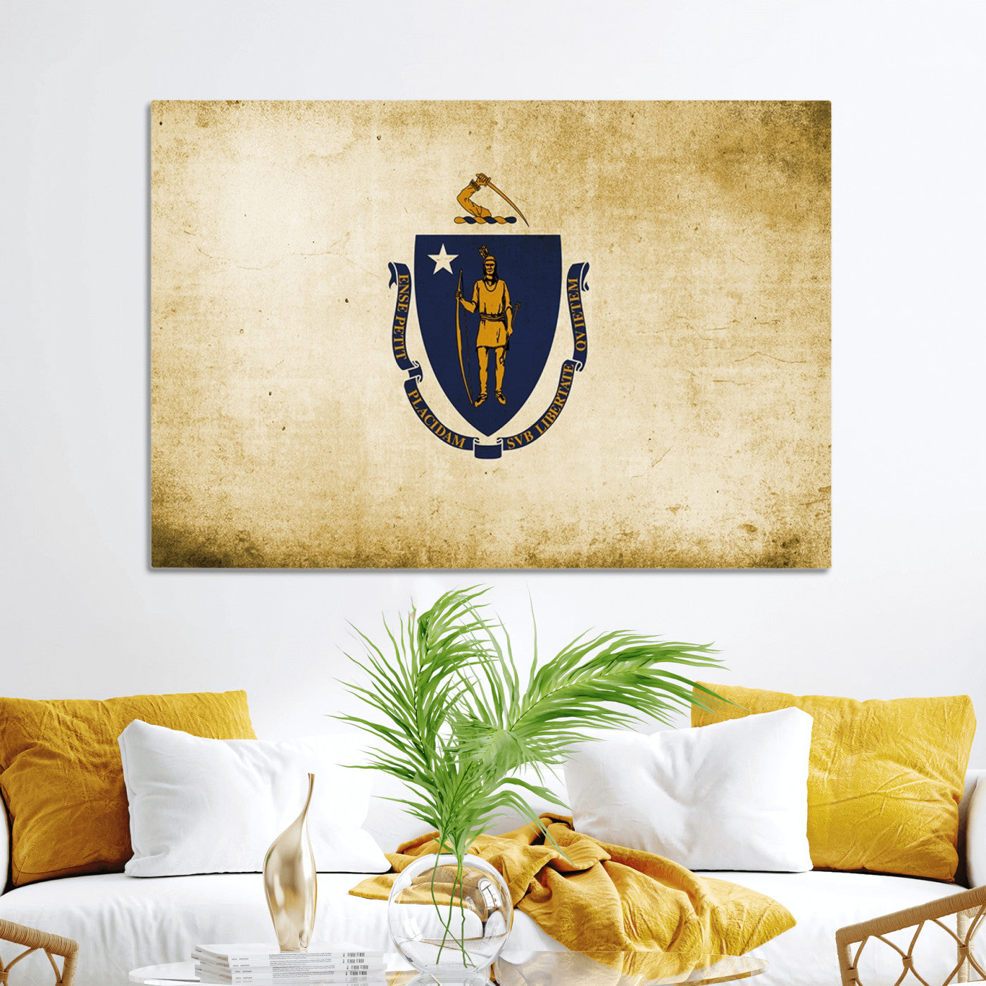 37316-MGV-CV-36X24-Massachusetts Flag Wall Art Canvas Print