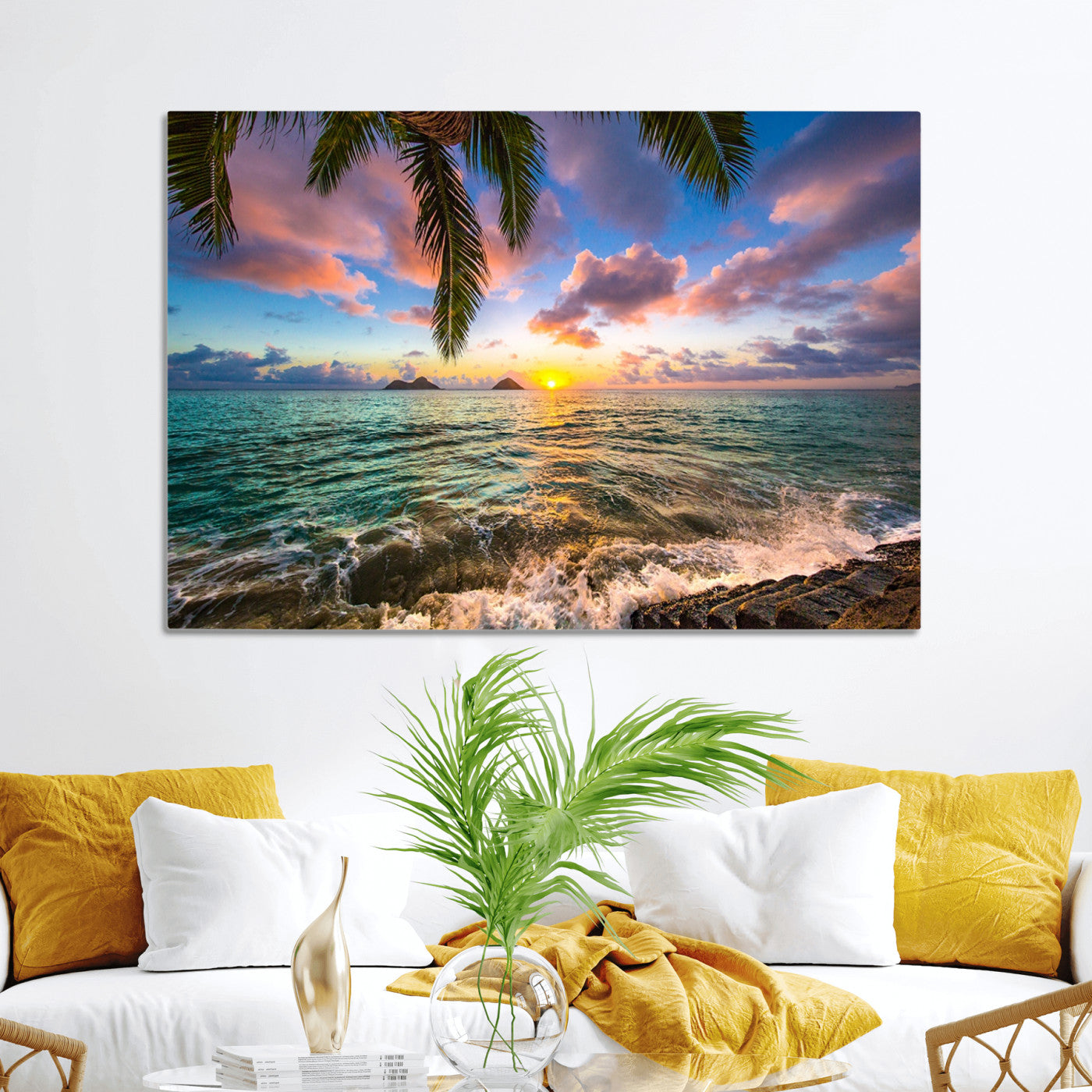 85985-MGV-CV-36X24-Framed Tropical Sunset Art Canvas Print