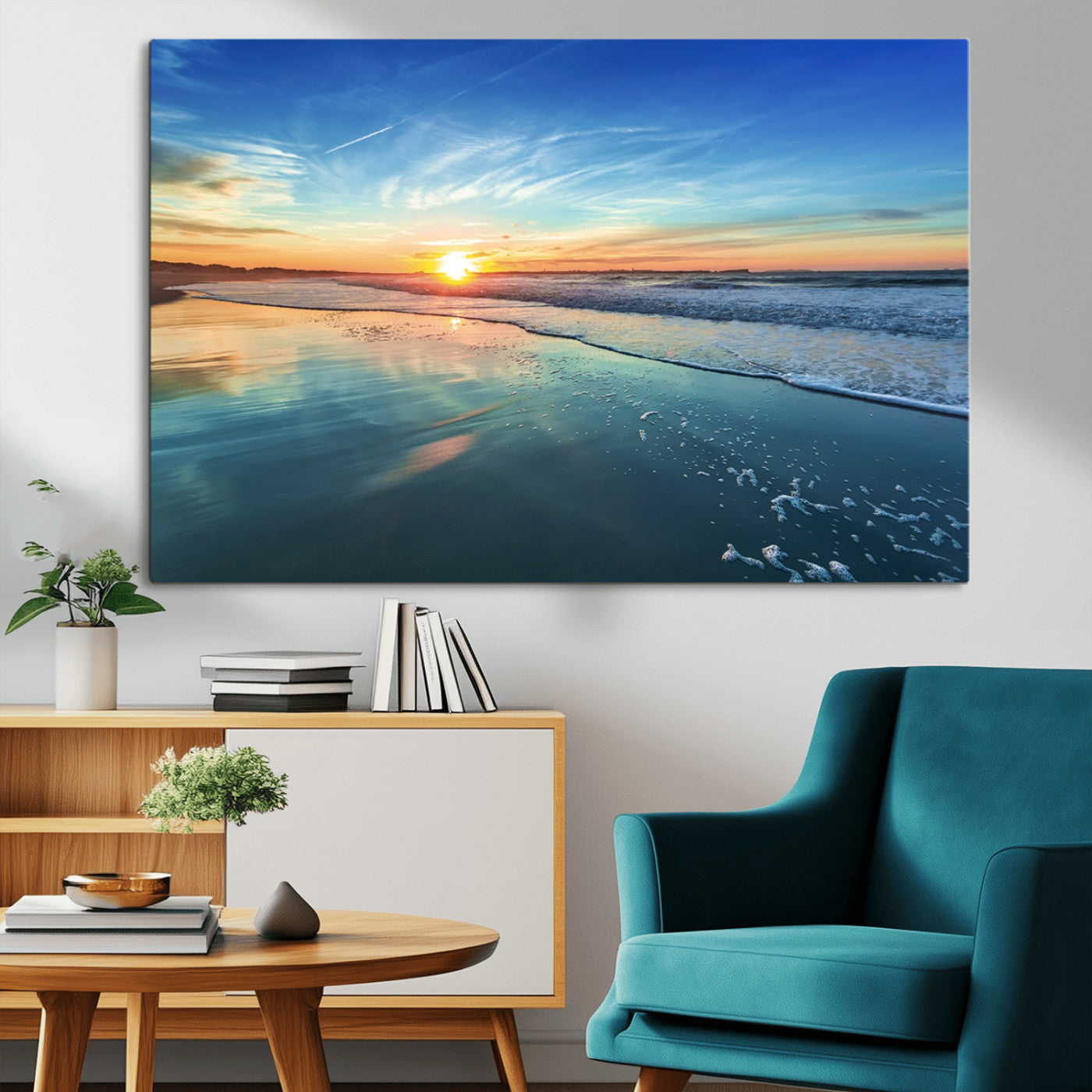 MGV-CV-36X24 - Blue Sky and Beach Wall Art Canvas Print