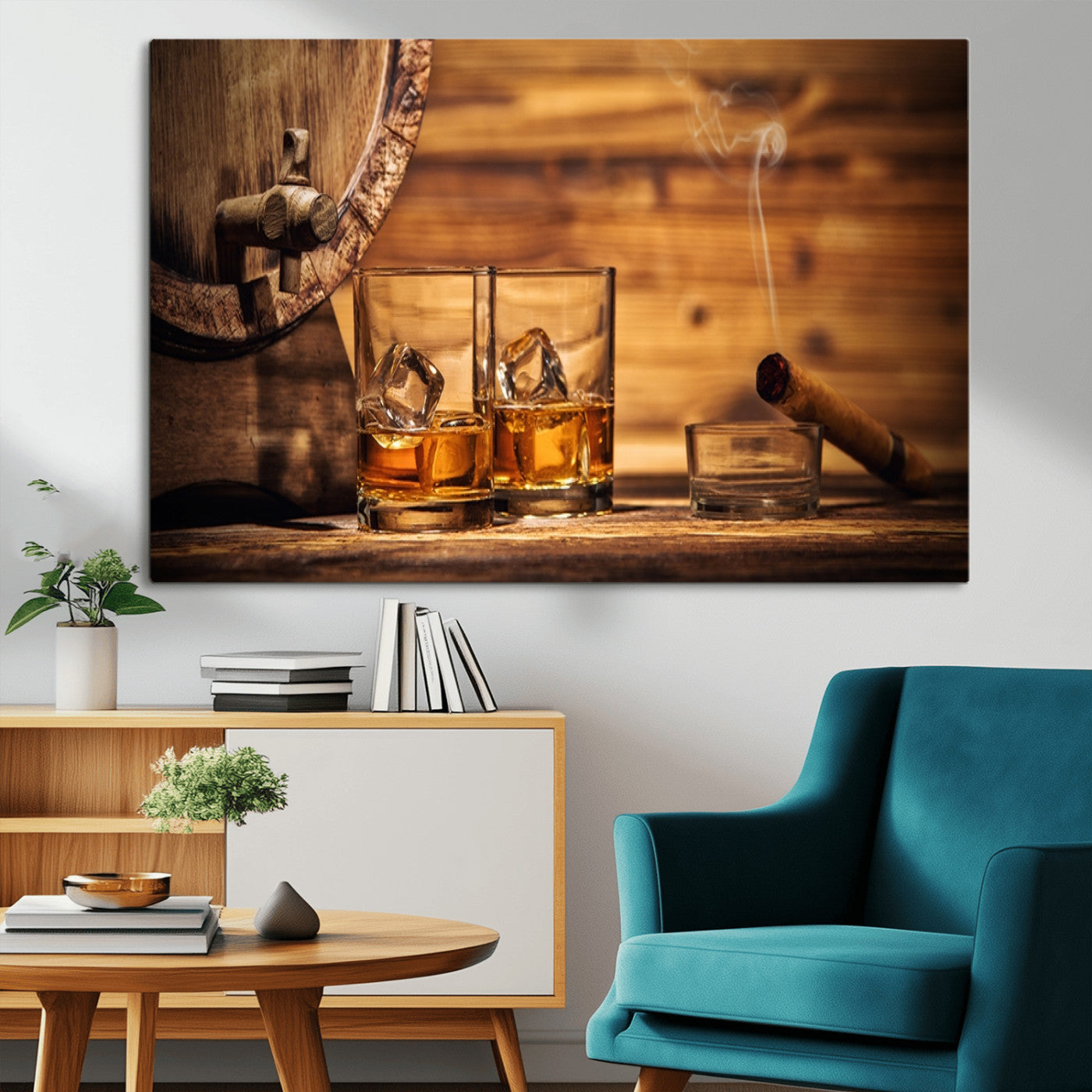 MGV-CV-36X24 - Rustic Whiskey and Barrel Canvas Print