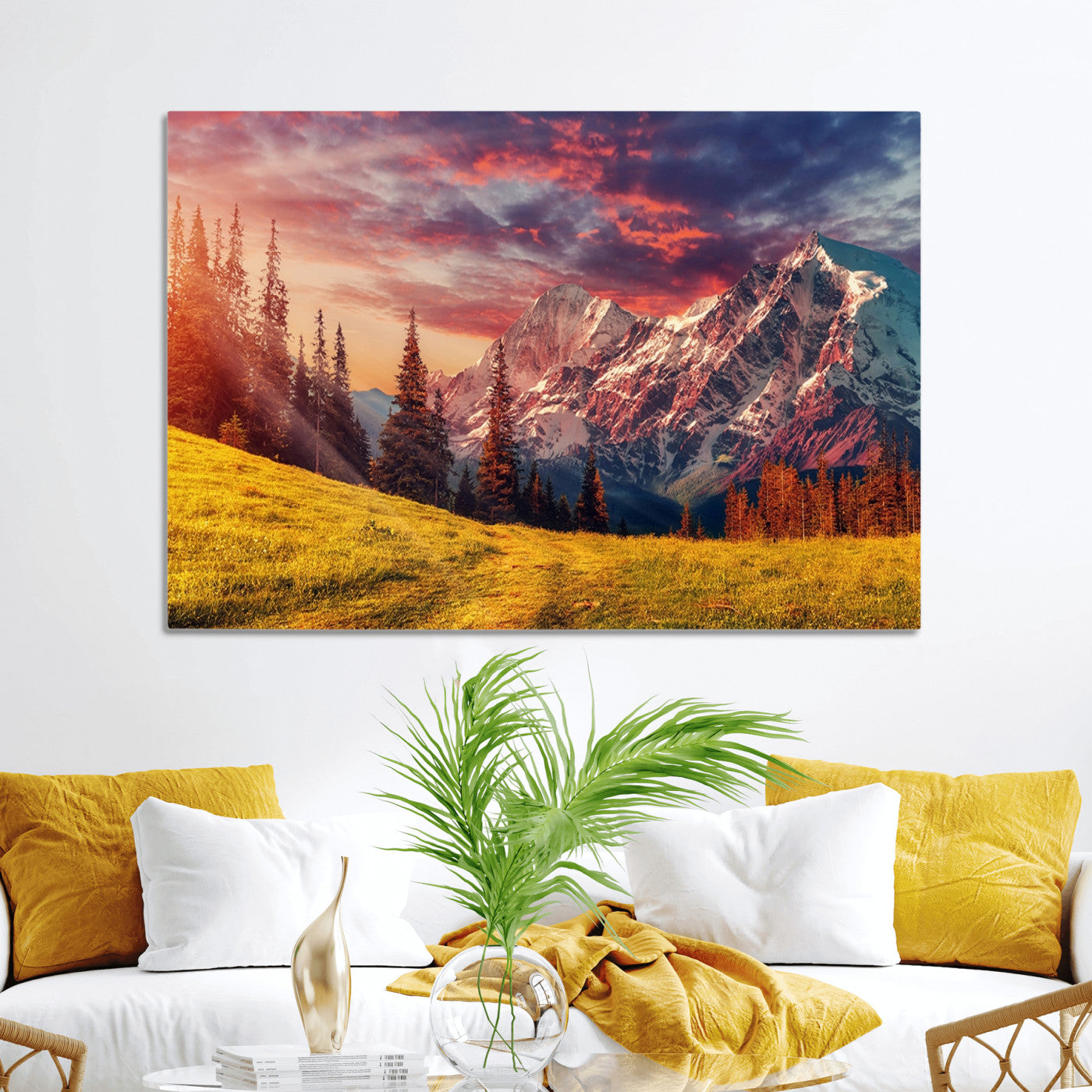 48448-MGV-CV-36X24-Mountain and Daylight Red Sunset Wall Art Canvas Print