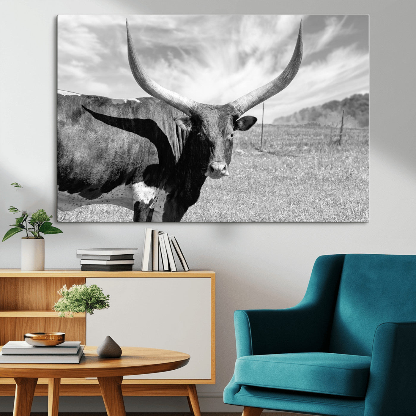 MGV-CV-36X24 - Cattle Wall Art Longhorn Cow Canvas Print