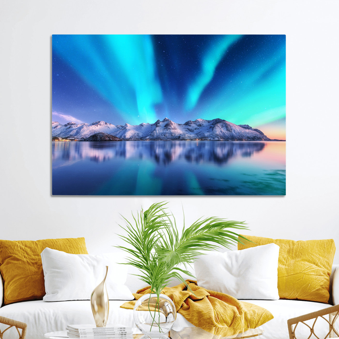 49902-MGV-CV-36X24-Northern Lights above Mountain Wall Art, Northern Lights Wall Art Canvas Print