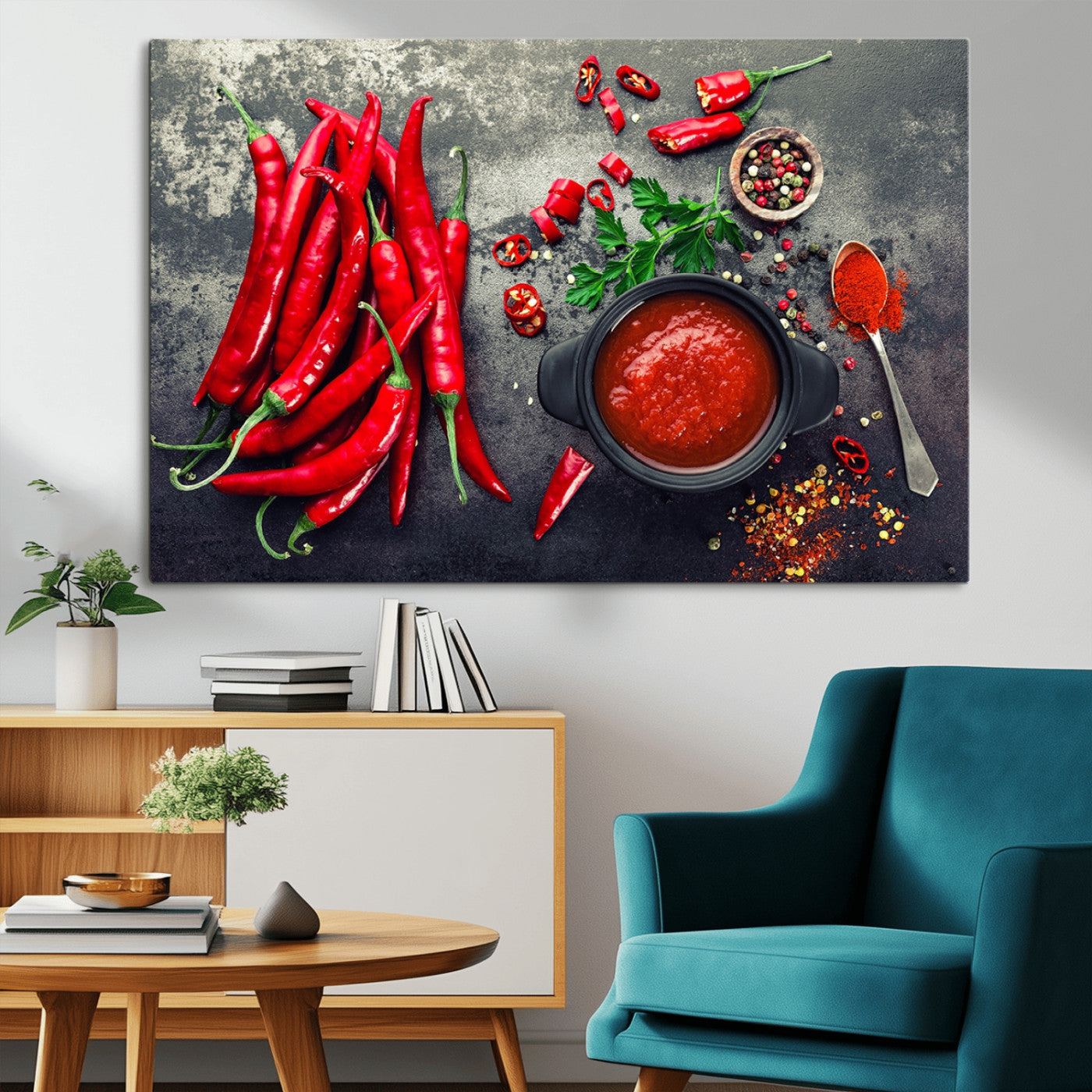 MGV-CV-36X24 - Red Pepper Kitchen and Restaurant Wall Wall Art, Red Pepper Kitchen Wall Decor Canvas Print