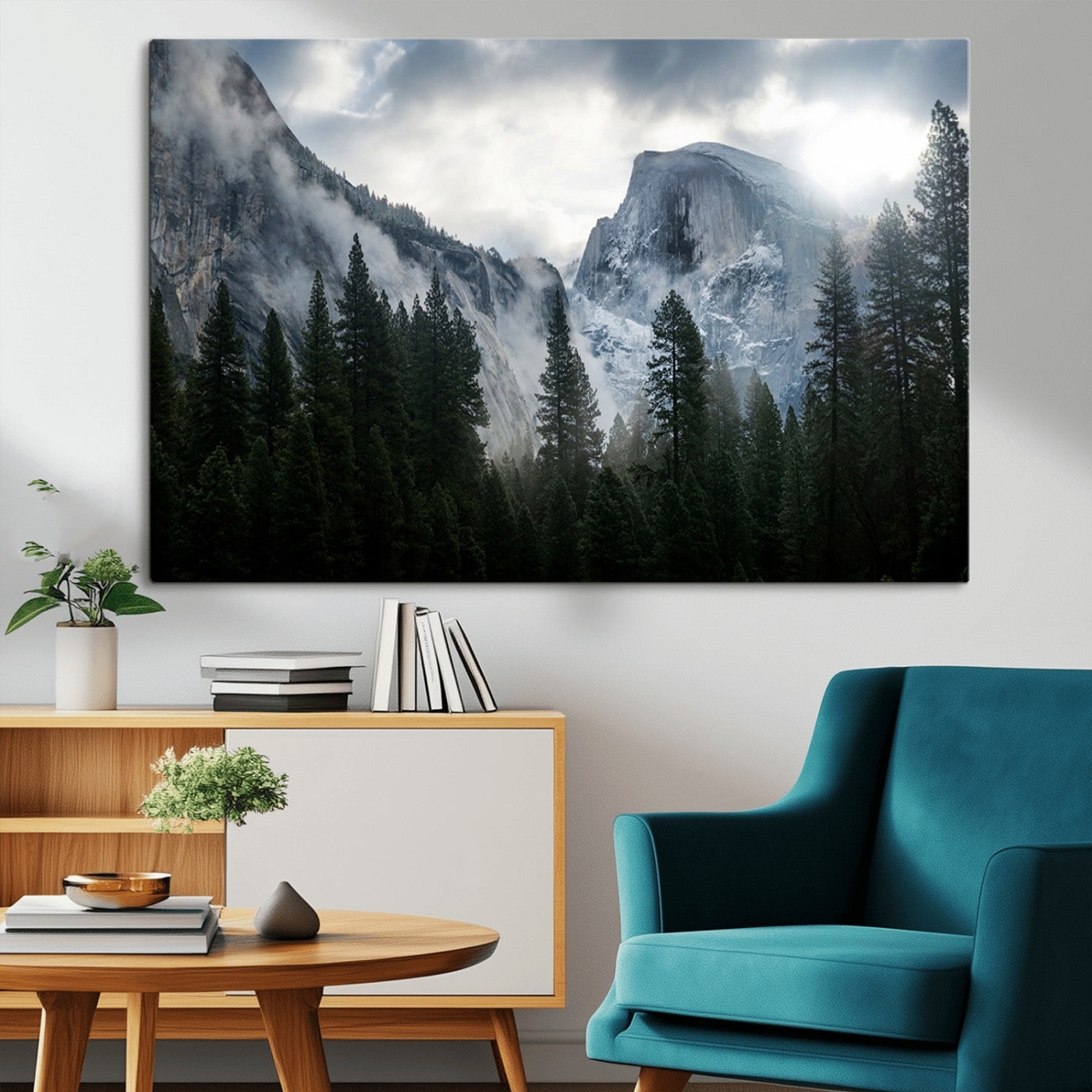 MGV-CV-36X24 - Yosemite National Park El Capitan Foggy Mountain Wall Art | Large Canvas Print for Living Room,