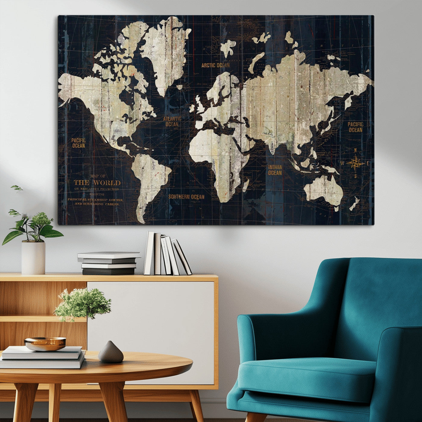 MGV-CV-36X24 - Push Pin World Map Canvas Print – Framed Wall Art for Couples to Track Their Travels – Anniversary